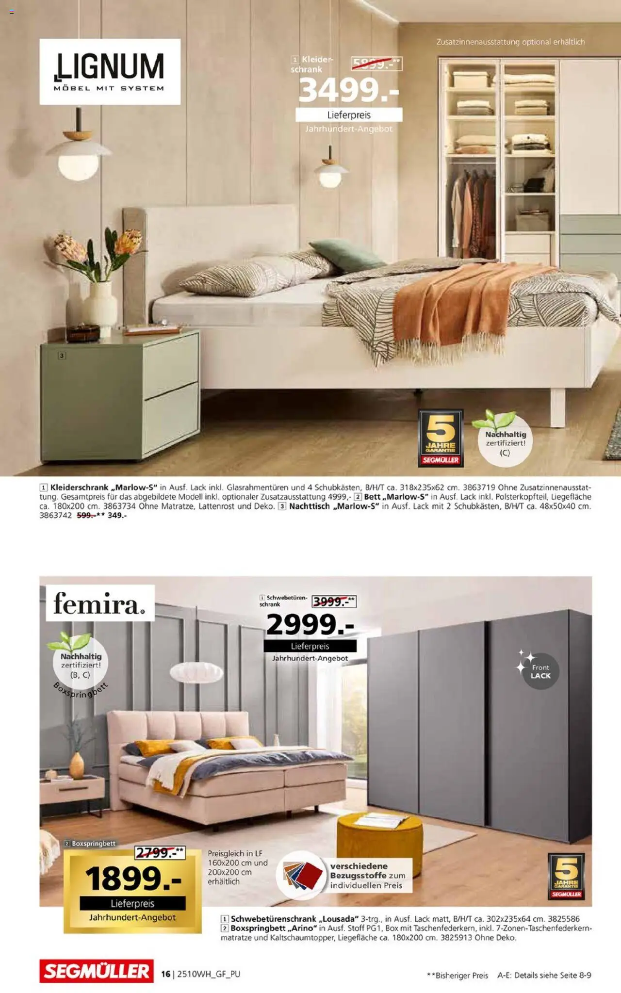 Segmüller Wohndesign – gültig ab 27.09.2025 | Seite: 36 | Produkte: Bett, Matratze, Boxspringbett, Box