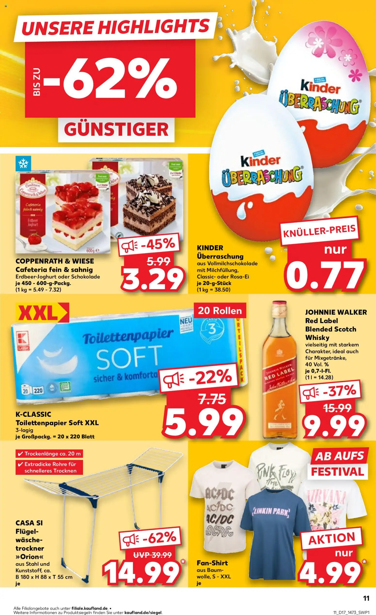 Kaufland Prospekt Berlin	 – gültig ab 23.04.2026 | Seite: 11 | Produkte: Whisky, T-Shirt, Johnnie walker, Toilettenpapier