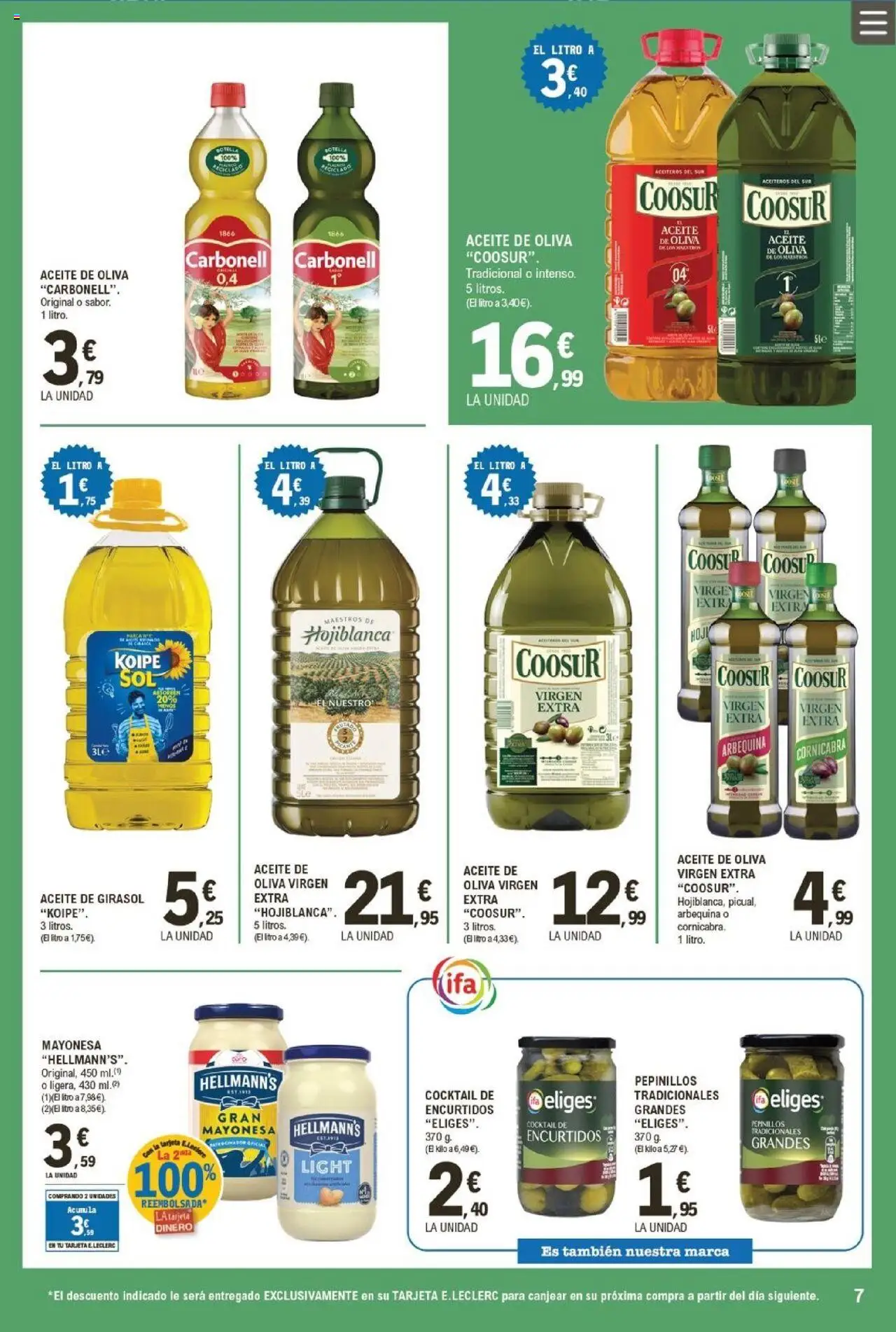 E.Leclerc folleto │ válido desde el 10.09.2025 | Página: 7 | Productos: Aceite, Aceite de oliva, Aceite de girasol, Οθόνη προβολής