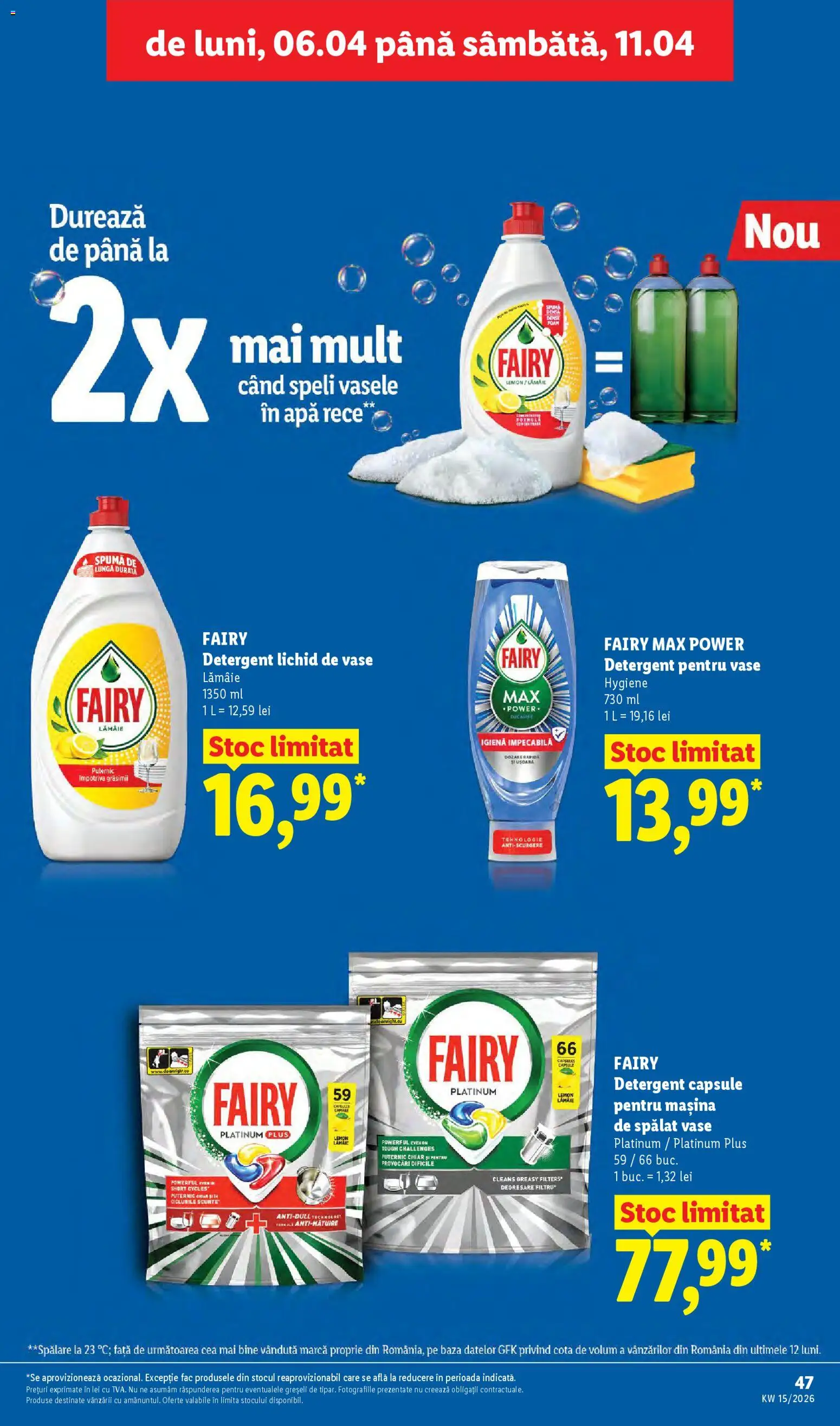 Noul catalog Lidl – valabil de la 06.04.2026 | Pagină: 47 | Produse: Mașină De Spălat Vase, Capsule pentru mașina de spălat, Apă, Lămâie