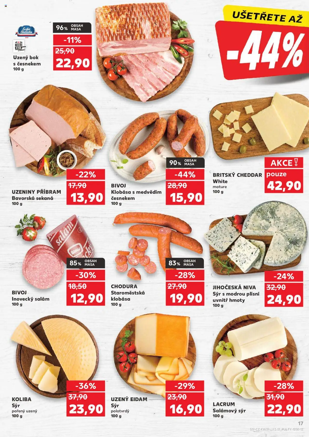 Kaufland leták od 24.09.2025 | Strana: 17 | Produkty: Salám, Inovecký salám, Uzeniny, Cheddar