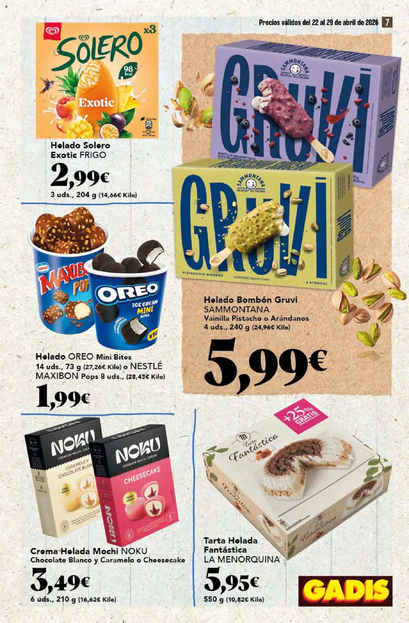 Gadis folleto │ válido desde el 22.04.2026 | Página: 7 | Productos: Helado bombón, Chocolate, Crema, Helado