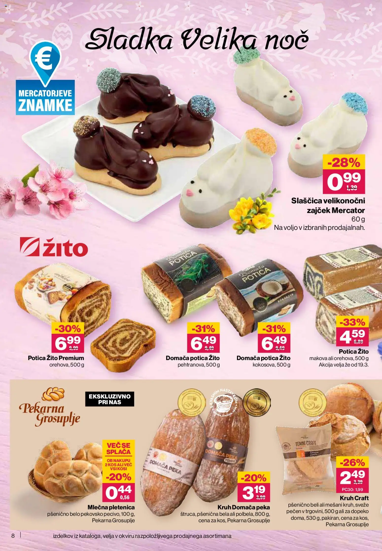 Novi Mercator katalog ponudbe – veljaven od 26.03.2026 | Stran: 8 | Izdelki: Pekarna, Kos, Kruh