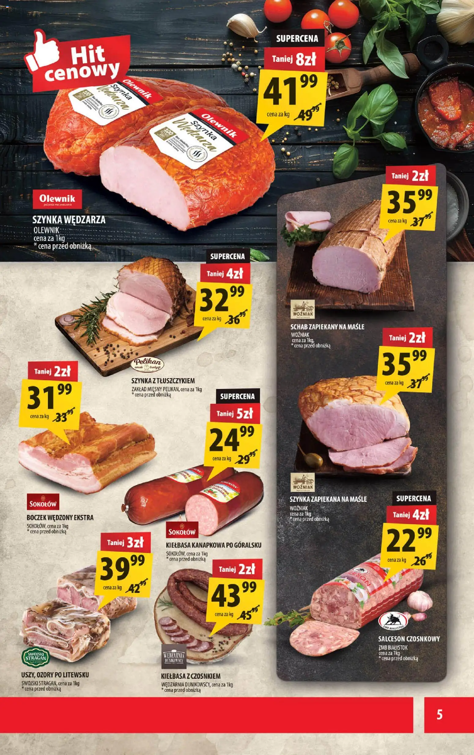 Arhelan Gazetka od 27.02.2026 | Strona: 5 | Produkty: Kiełbasa, Schab, Boczek wędzony, Boczek