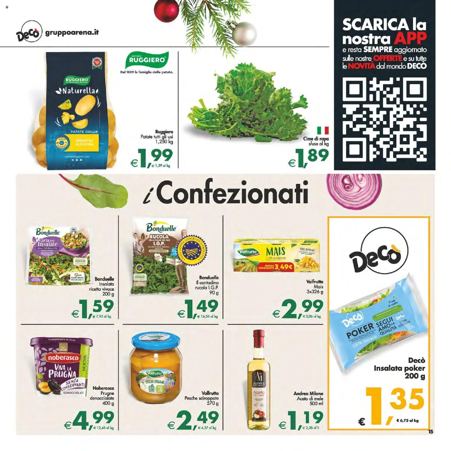 Volantino Decò del 05.12.2025 | Pagina: 15 | Prodotti: Rucola, Aceto di mele, Patate, Aceto