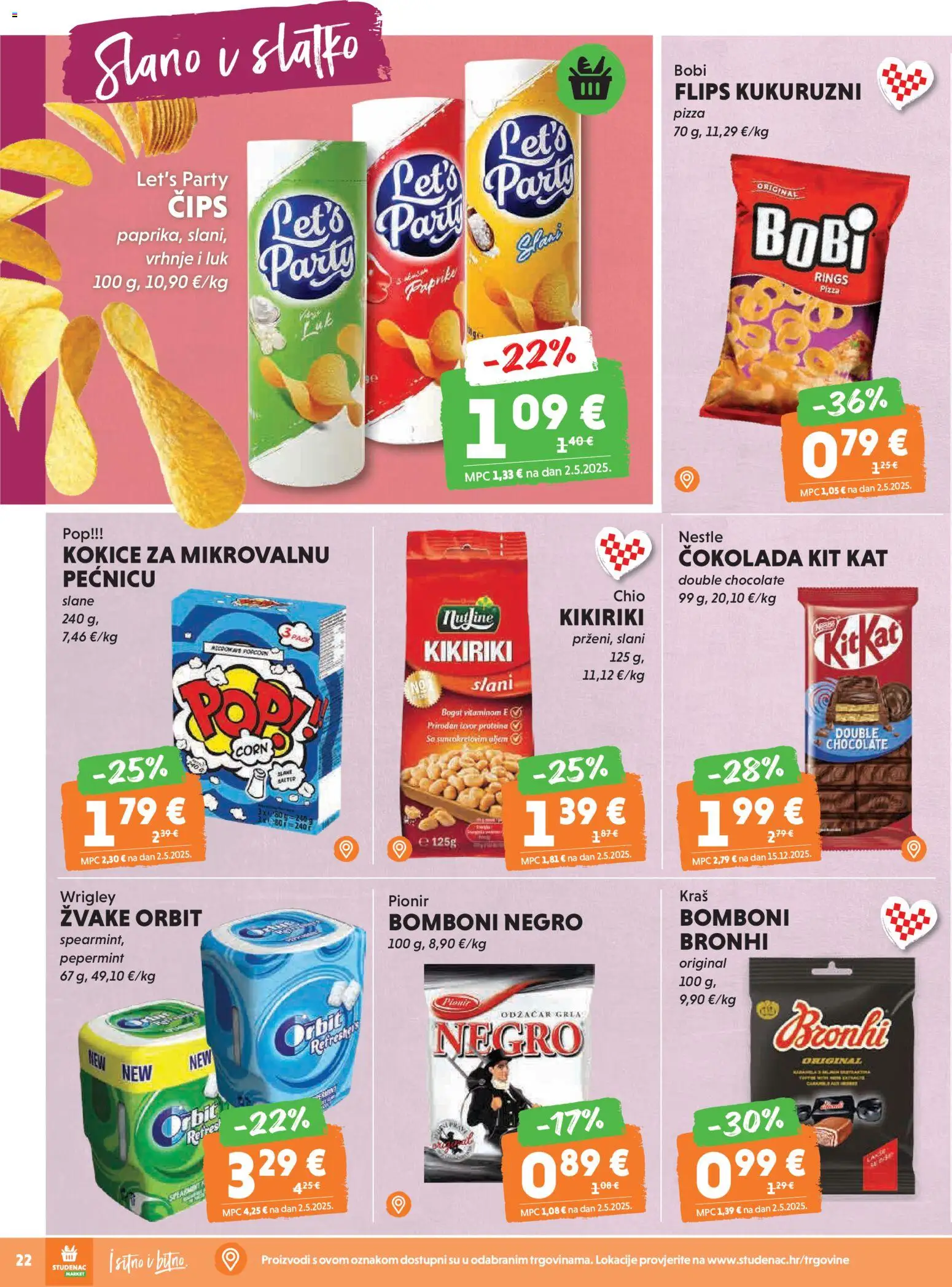 Studenac katalog | vrijedi od 11.02.2026 | Stranica: 22 | Proizvodi: Čokolada, Pizza, Bomboni, Čips