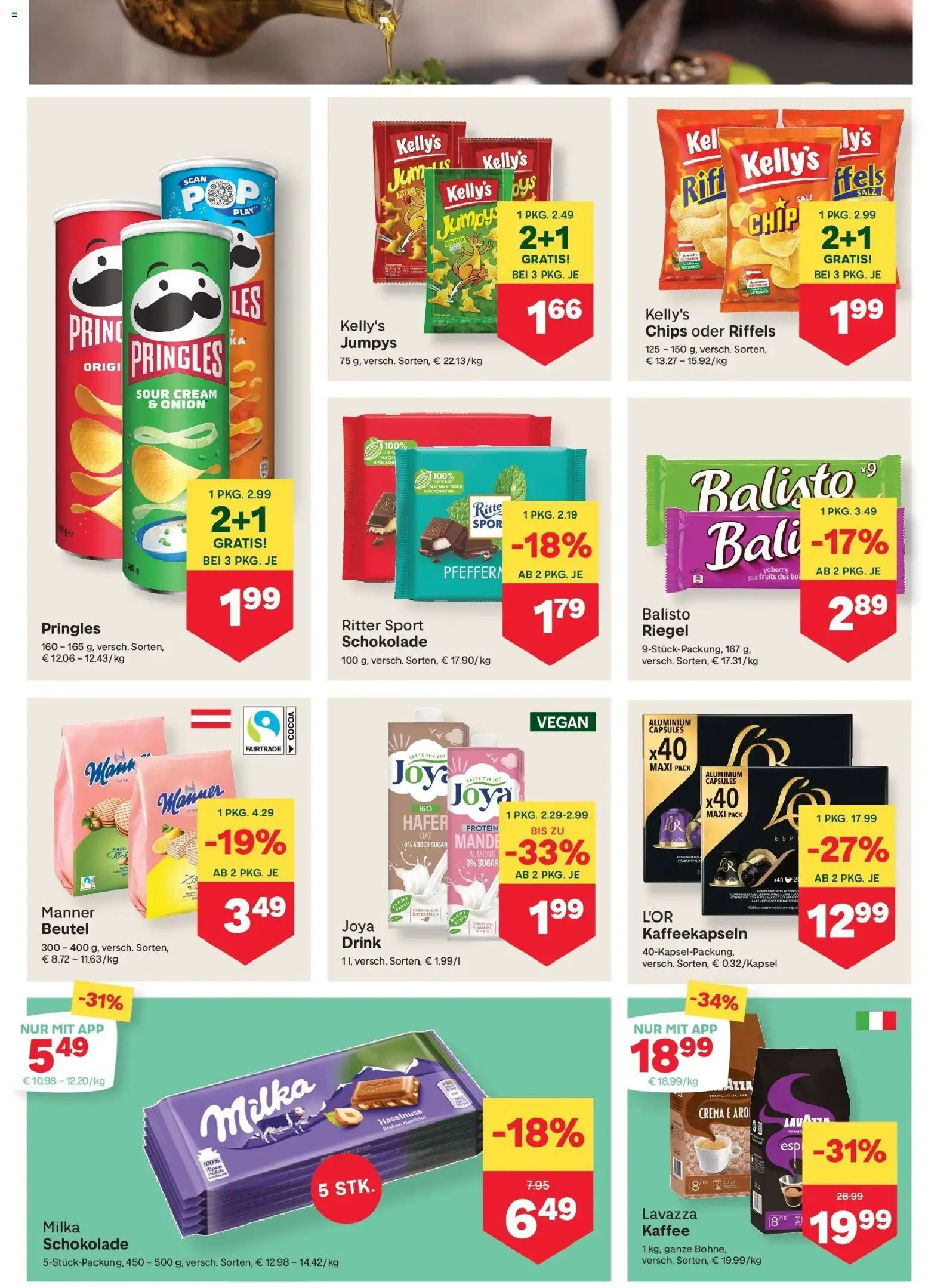 MPREIS Steyr gültig ab 01.01.2026 | Seite: 8 | Produkte: Chips, Salz, Kaffee, Schokolade