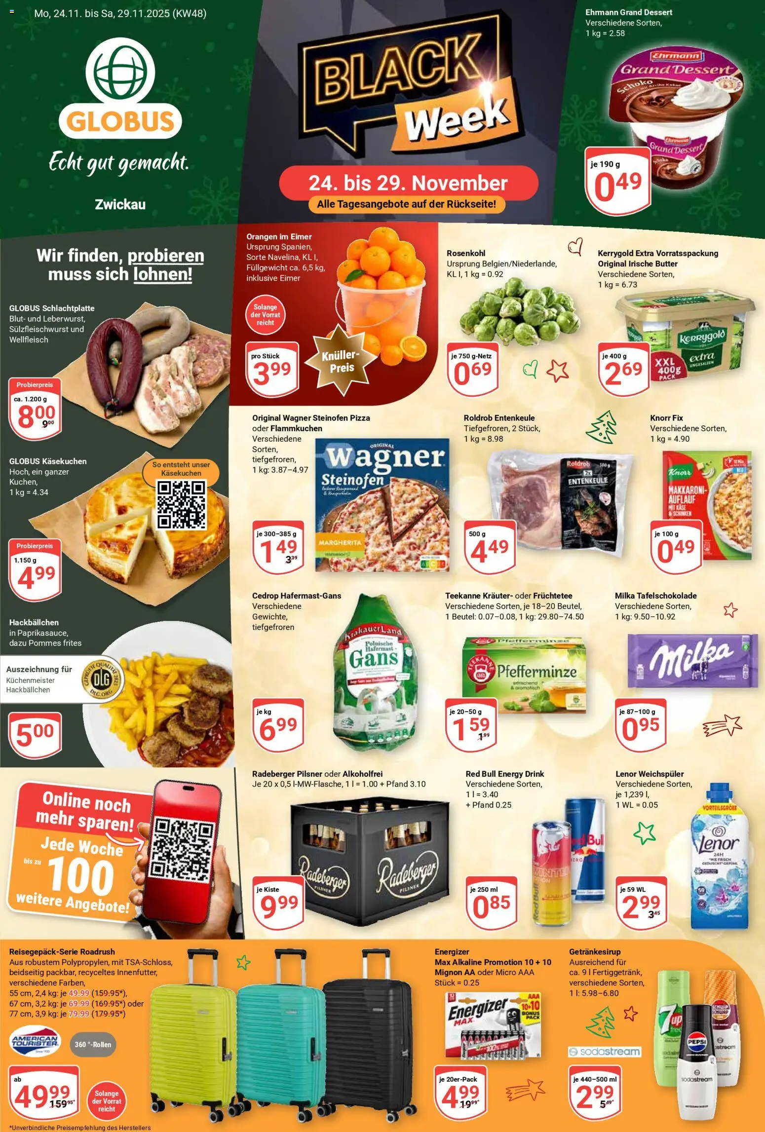 Globus prospekt Zwickau	 – gültig ab 24.11.2025 | Seite: 1 | Produkte: Lenor, Knorr fix, Teekanne, Pepsi