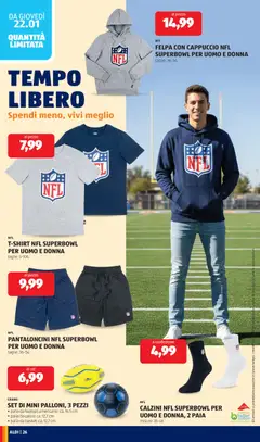 Anteprima del volantino FELPA CON CAPPUCCIO NFL SUPERBOWL PER UOMO E DONNA, Felpa con cappuccio NFL Superbowl per uomo e donna, taglie: 36-54 valido a partire dal 19.01.2026 | Pagina: 26