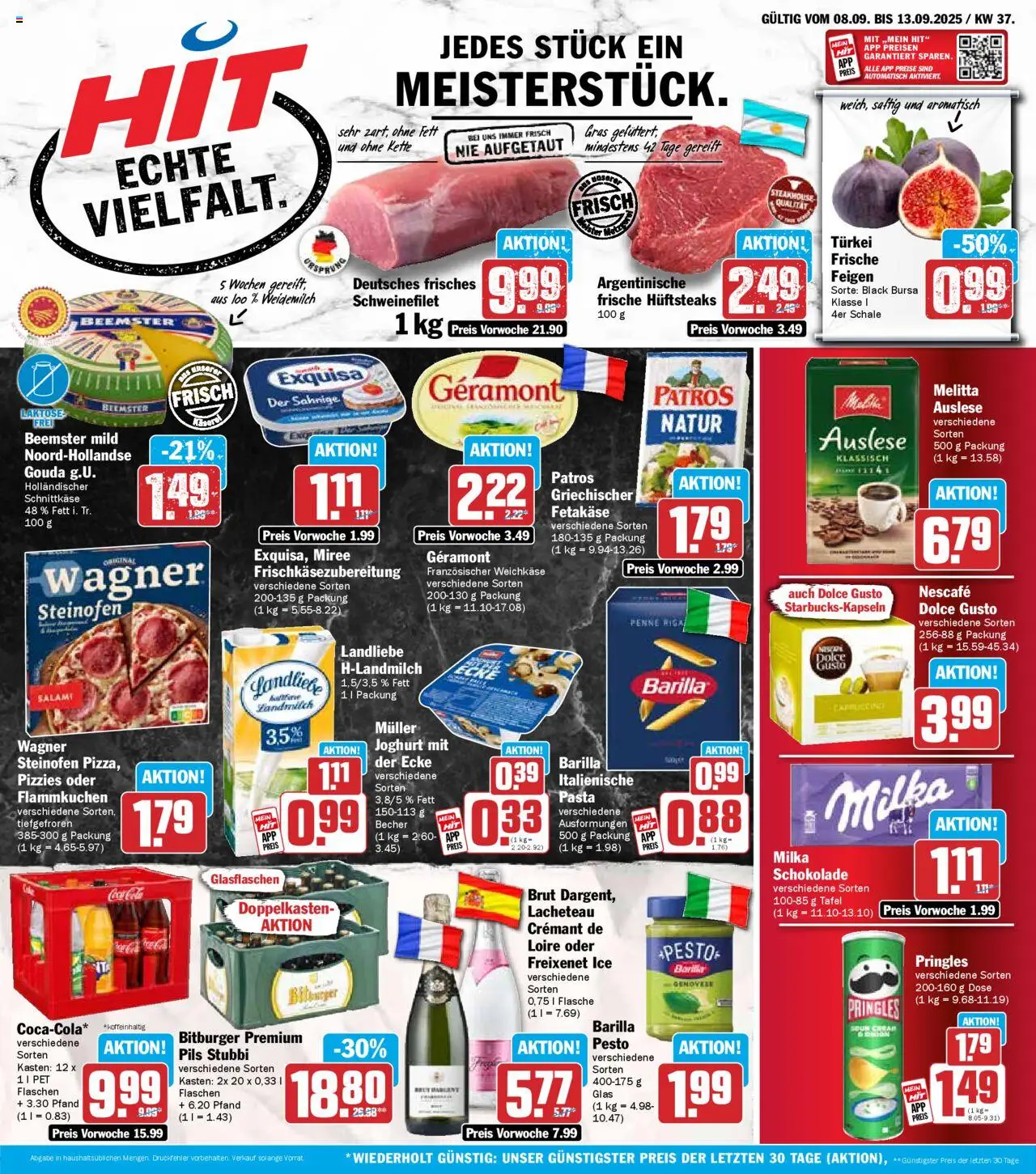 HIT - Wochenprospekt – gültig ab 08.09.2025 | Seite: 1 | Produkte: Melitta, Schokolade, Exquisa, Salami