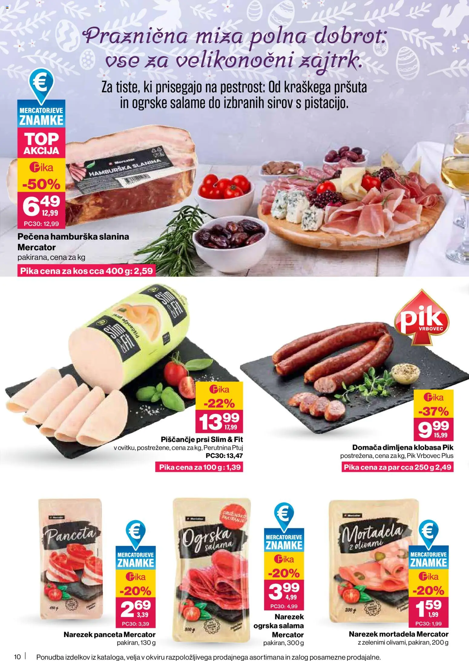 Novi Mercator katalog ponudbe – veljaven od 02.04.2026 | Stran: 10 | Izdelki: Panceta, Narezek, Kos, Slanina