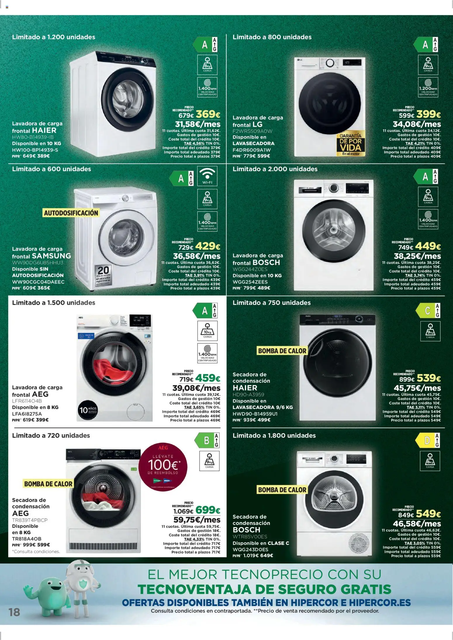 El Corte Inglés Black Friday │ válido desde el 24.11.2025 | Página: 18 | Productos: Lavadora, Secadora