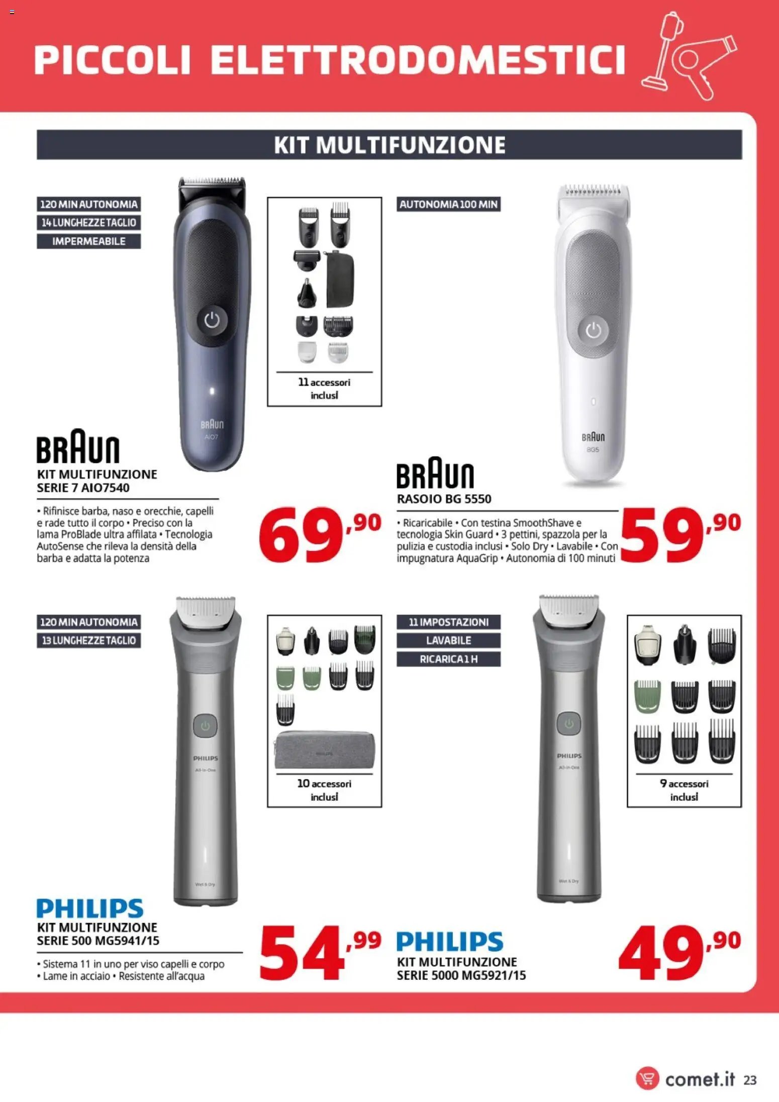 Volantino Comet del 06.03.2026 | Pagina: 23 | Prodotti: Spazzola, Rasoio