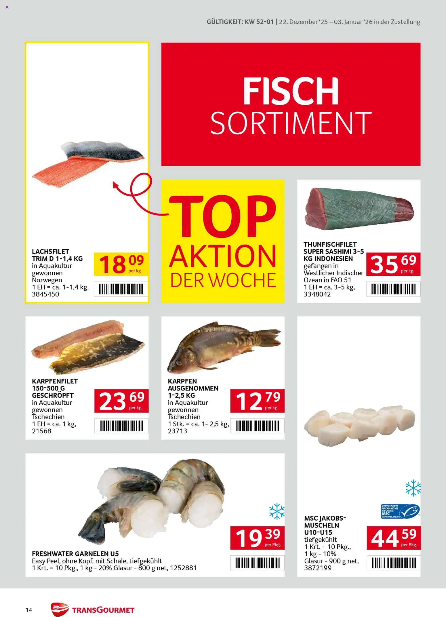 Transgourmet Zustellaktion gültig ab 22.12.2025 | Seite: 14 | Produkte: Fisch