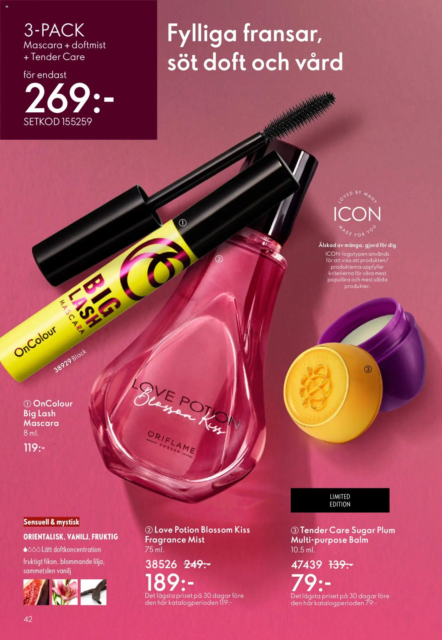 Oriflame reklamblad aktuell från 11.03.2026 | Sida: 42 | Produkter: Doft, Mascara, Set