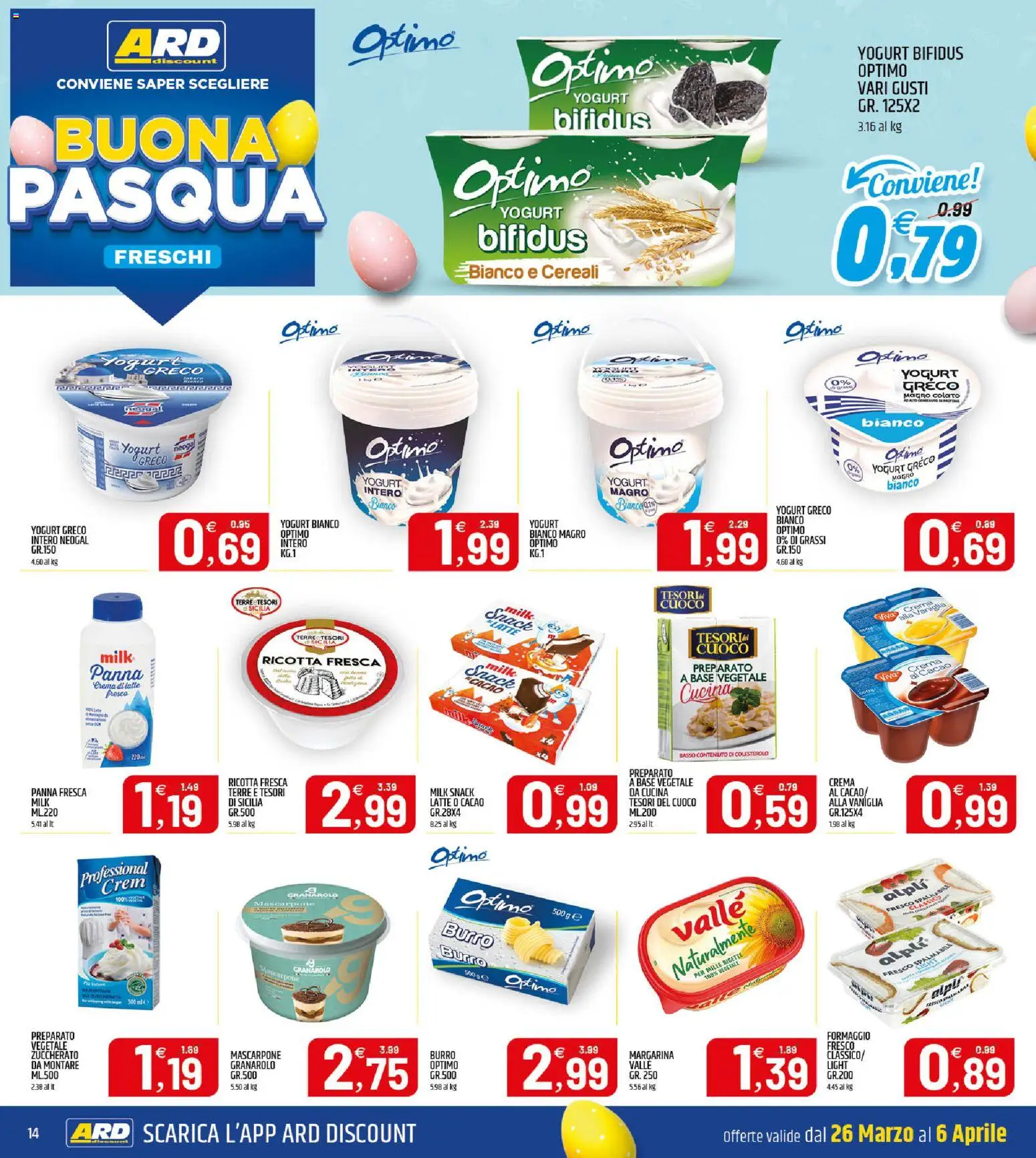 Volantino ARD Discount del 24.03.2026 | Pagina: 14 | Prodotti: Latte, Formaggio, Ricotta, Mascarpone