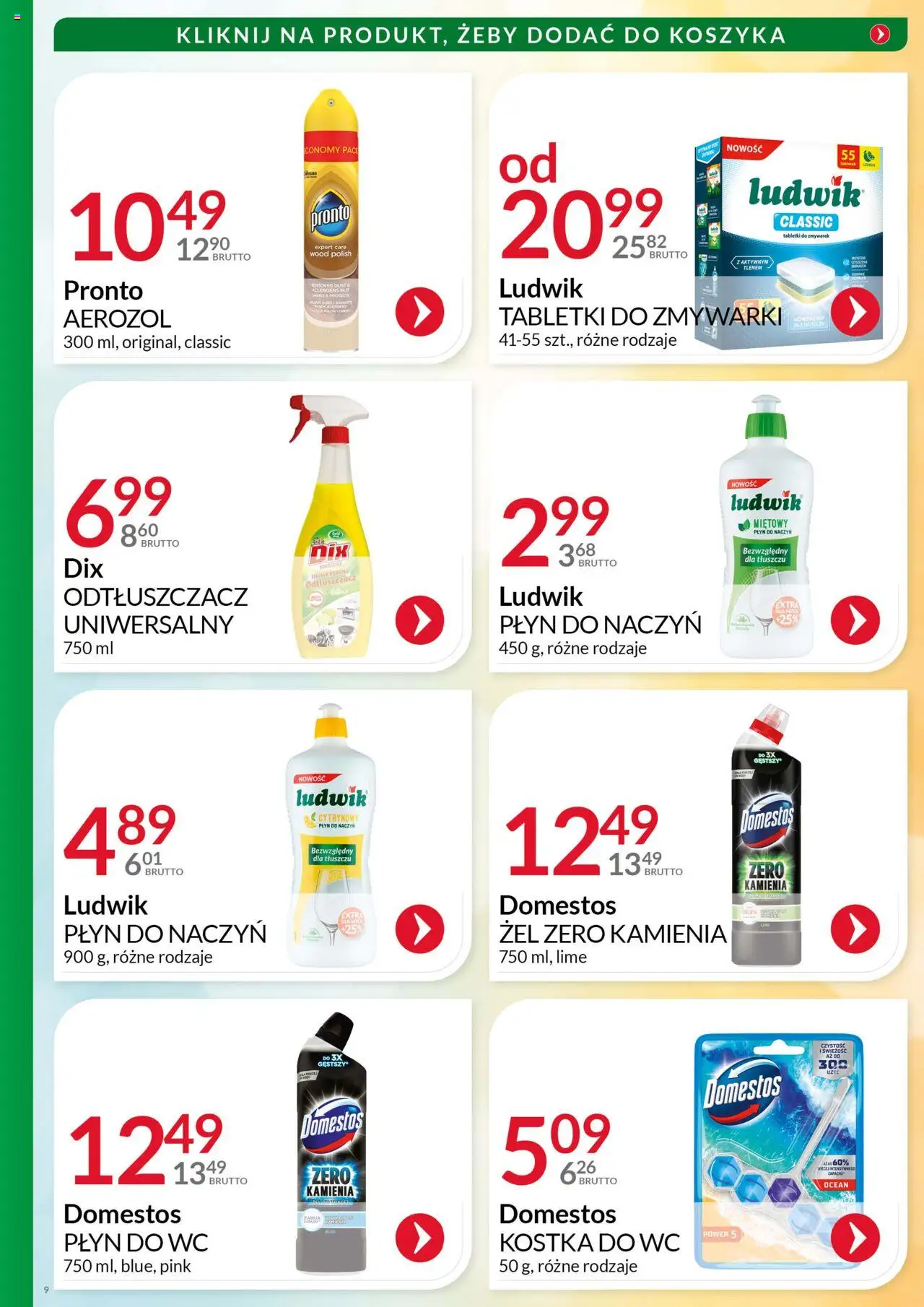 Eurocash Gazetka - Katalog Artykułów Chemicznych od 01.08.2025 | Strona: 9 | Produkty: Domestos, Tabletki do zmywarki
