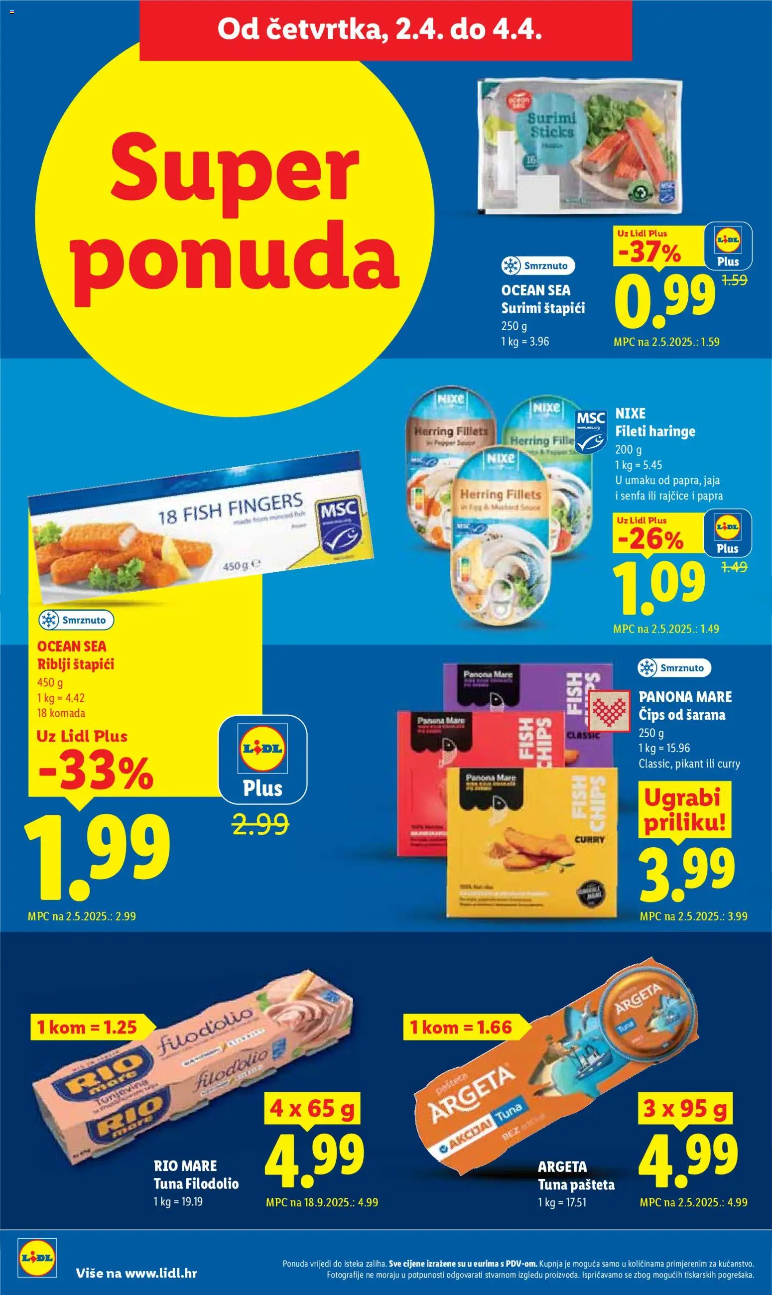 Lidl katalog | vrijedi od 30.03.2026 | Stranica: 60 | Proizvodi: Riblji štapići, Jaja, Čips, Pašteta