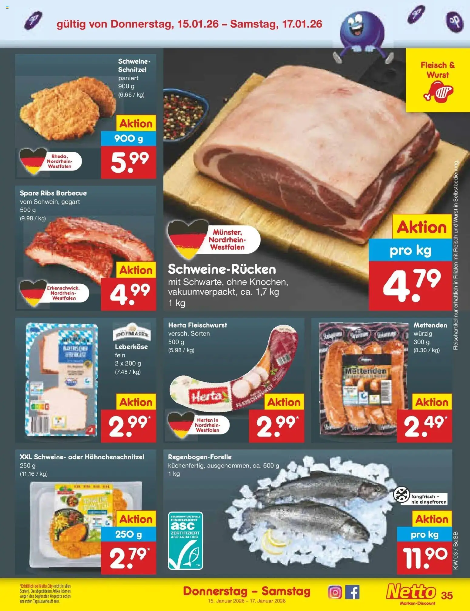 Netto Marken-Discount prospekt Stadtlohn	 – gültig ab 12.01.2026 | Seite: 45 | Produkte: Herta fleischwurst, Wurst, Fleisch, Leberkase