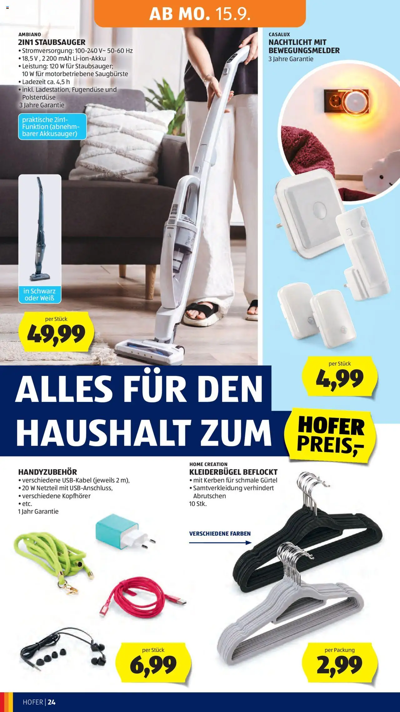 Hofer Flugblatt gültig ab 12.09.2025 | Seite: 28 | Produkte: Gürtel, Kopfhörer, Staubsauger, Kleiderbügel
