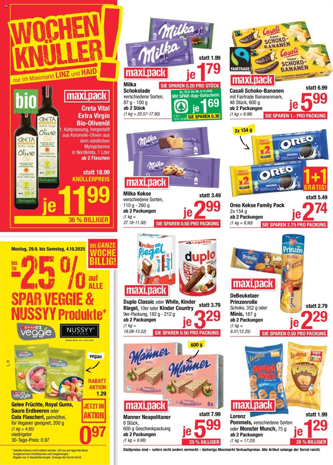 Maximarkt Flugblatt gültig ab 29.09.2025 | Seite: 10 | Produkte: Erdbeeren, Kekse, Schokolade, Bananen