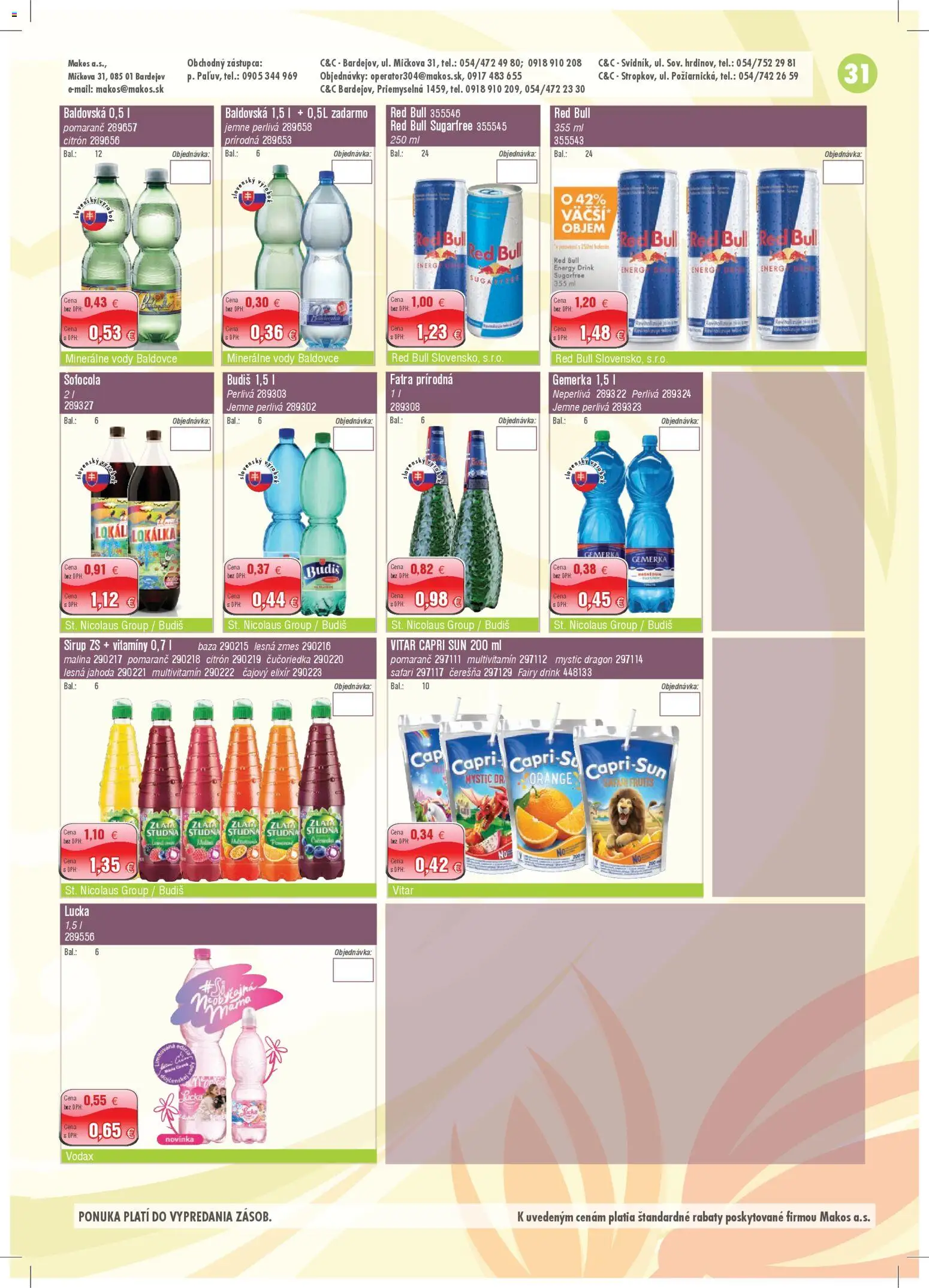 Nové Makos akcie – leták je platný od 06.04.2026 | Strana: 31 | Produkty: Budiš, Fatra, Gemerka, Baldovská