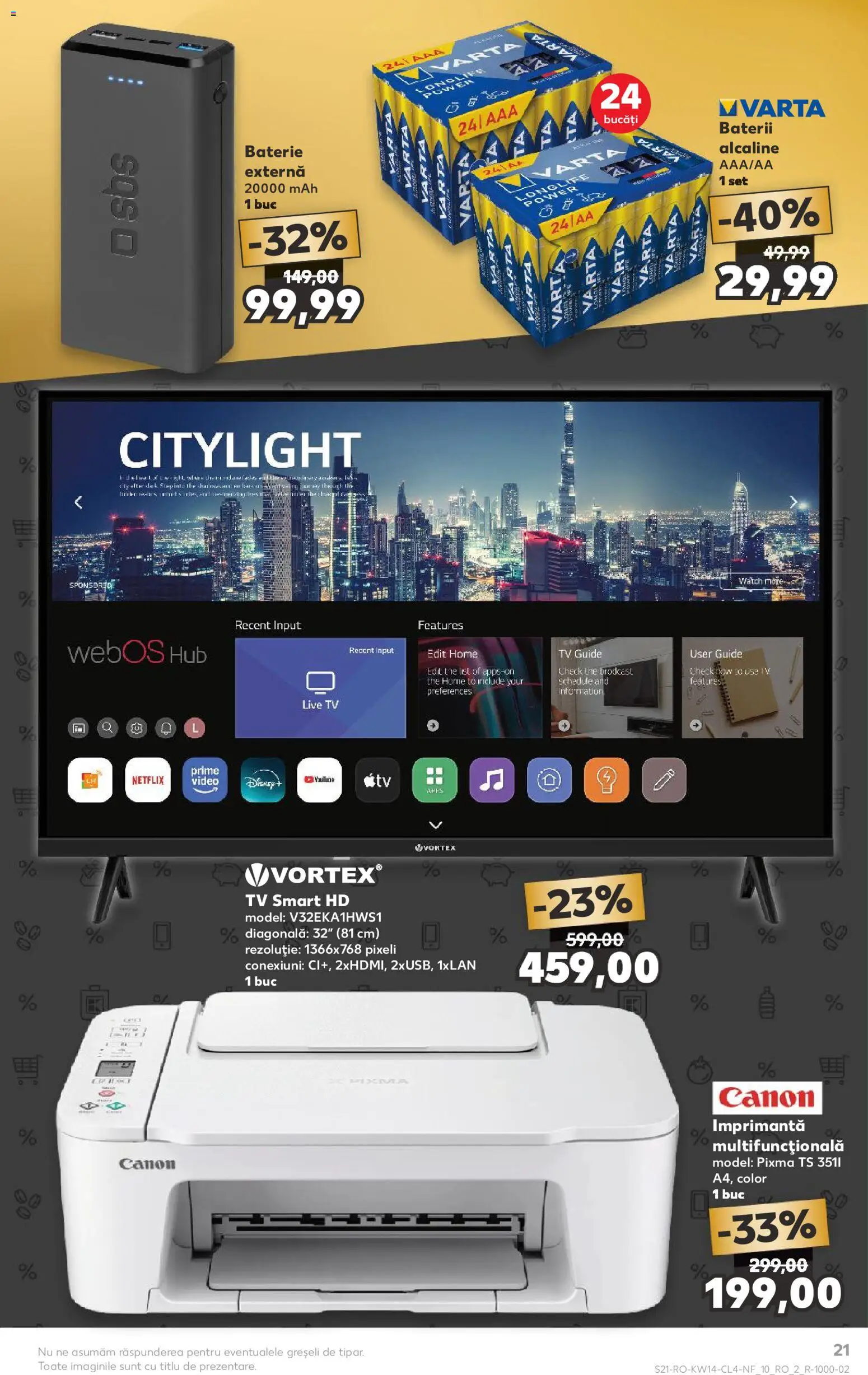 Kaufland RO akciós ujság - amely érvényes a következő dátumtól: 01.04.2026 | Oldal: 21 | Termékek: Videó, TV