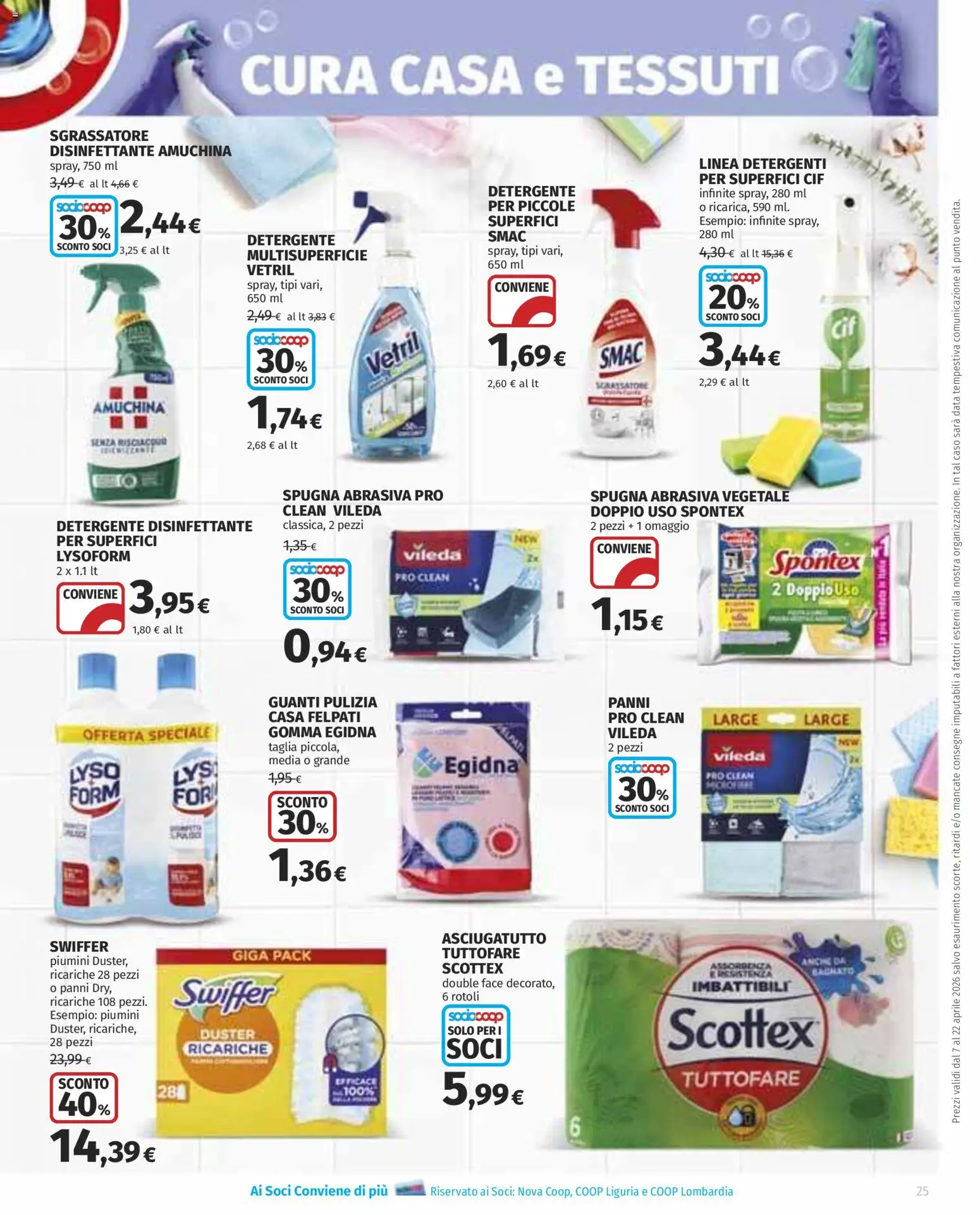 Volantino Ipercoop del 07.04.2026 | Pagina: 25 | Prodotti: Detergente, Guanti, Data, Asciugatutto