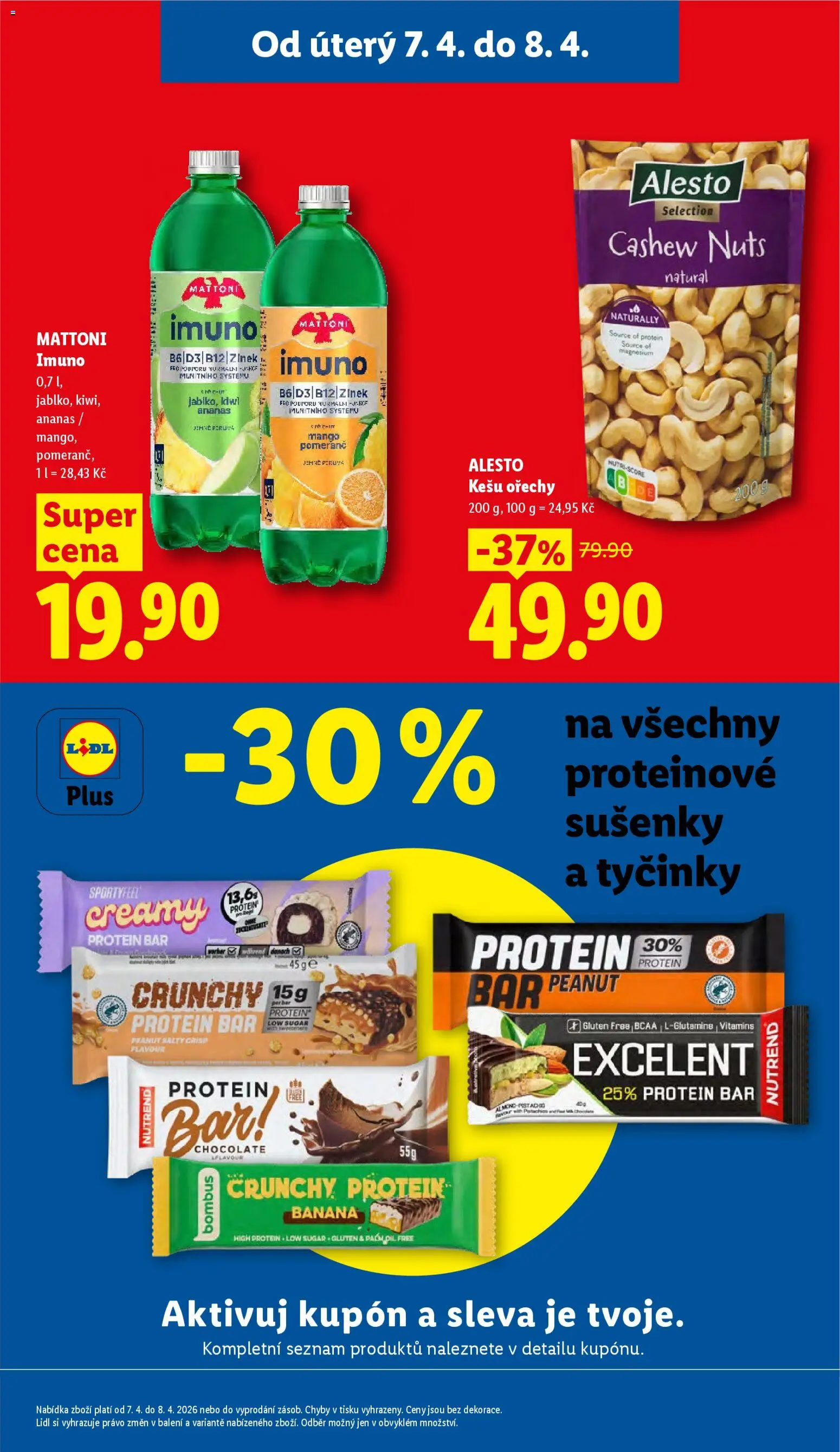 Lidl leták od 07.04.2026 | Strana: 3 | Produkty: Mattoni, Ořechy, Protein bar, Milk chocolate