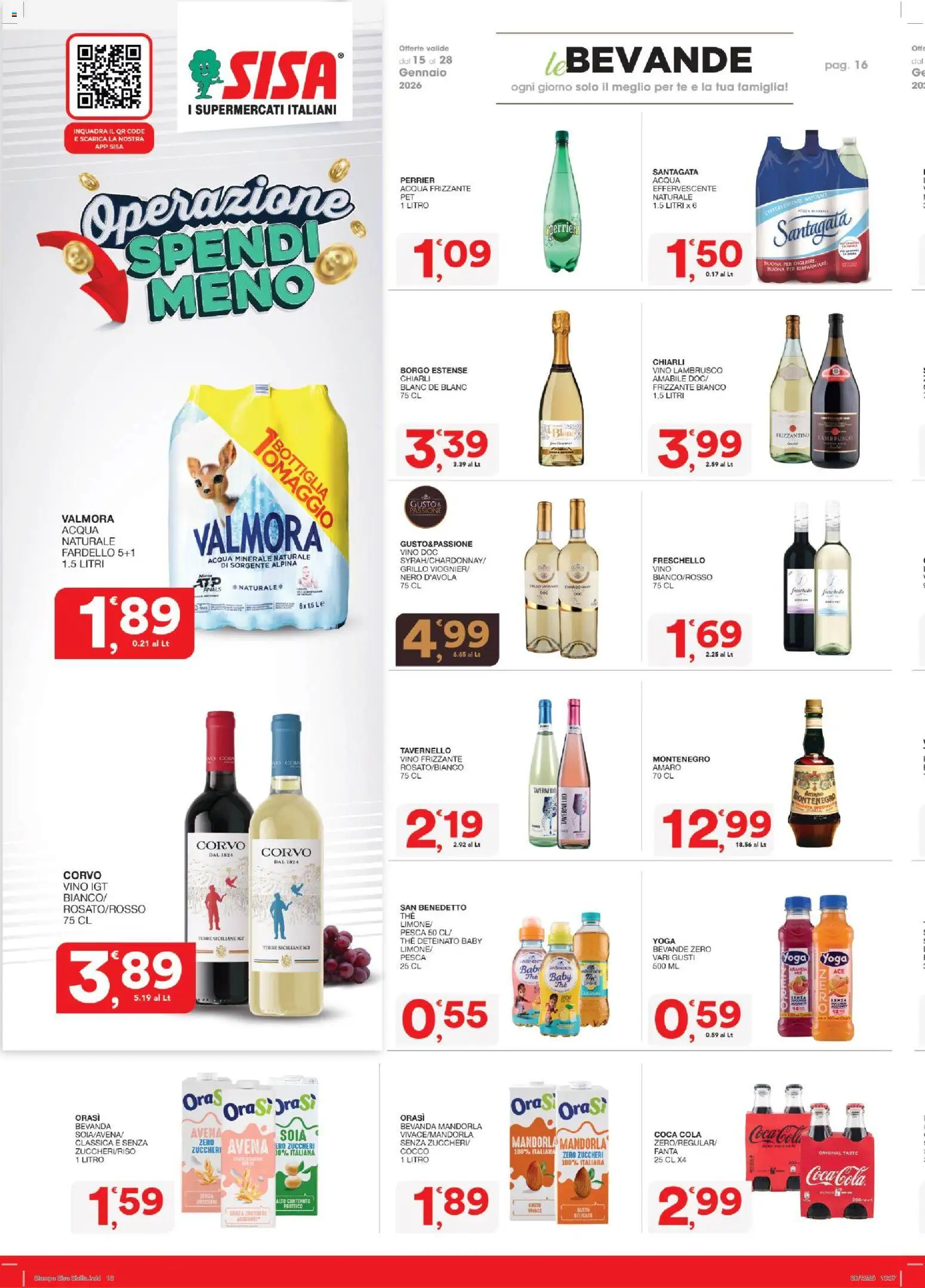 Volantino SISA del 15.01.2026 | Pagina: 16 | Prodotti: Vino, Pesca, The, Bottiglia