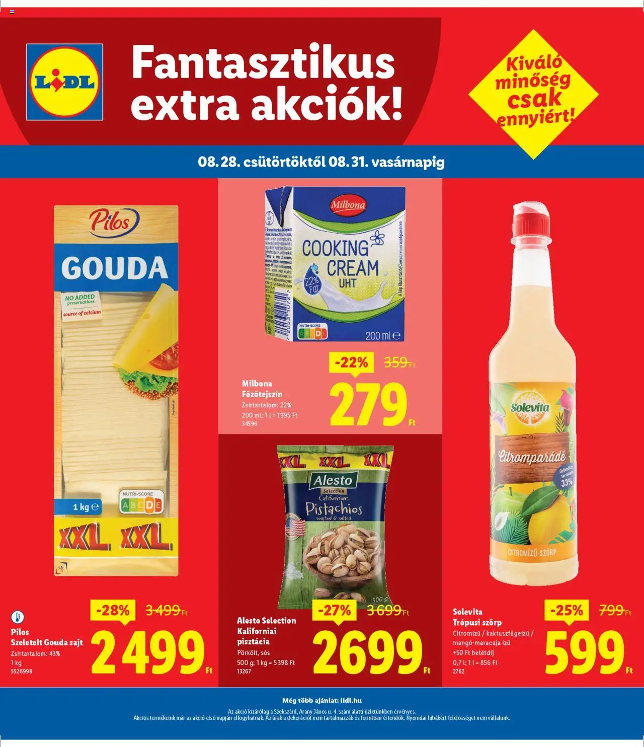 Lidl akciós ujság - amely érvényes a következő dátumtól: 28.08.2025 | Oldal: 4 | Termékek: Szörp, Pisztácia, Főzőtejszín, Sajt