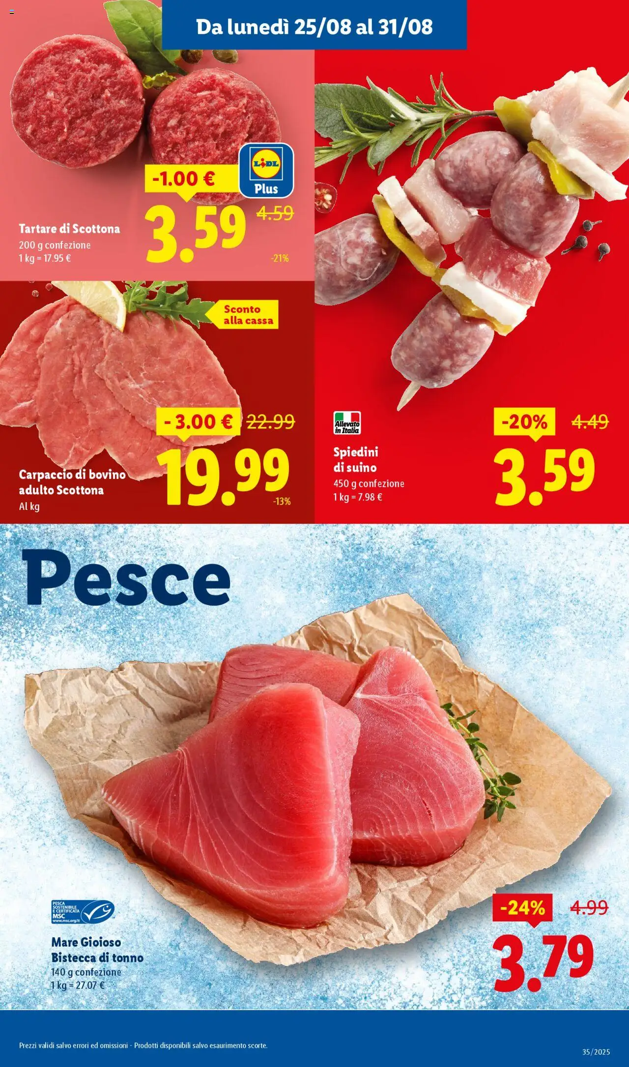 Volantino Lidl del 25.08.2025 | Pagina: 5 | Prodotti: Pesce, Suino, Pesca, Tonno