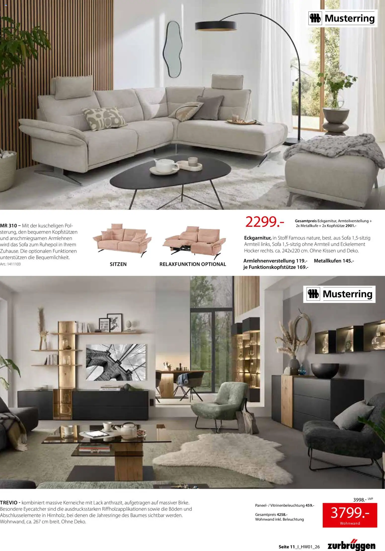 Zurbrüggen Hochwert Spezial – gültig ab 27.03.2026 | Seite: 11 | Produkte: Hocker, Wohnwand, Kissen, Sofa