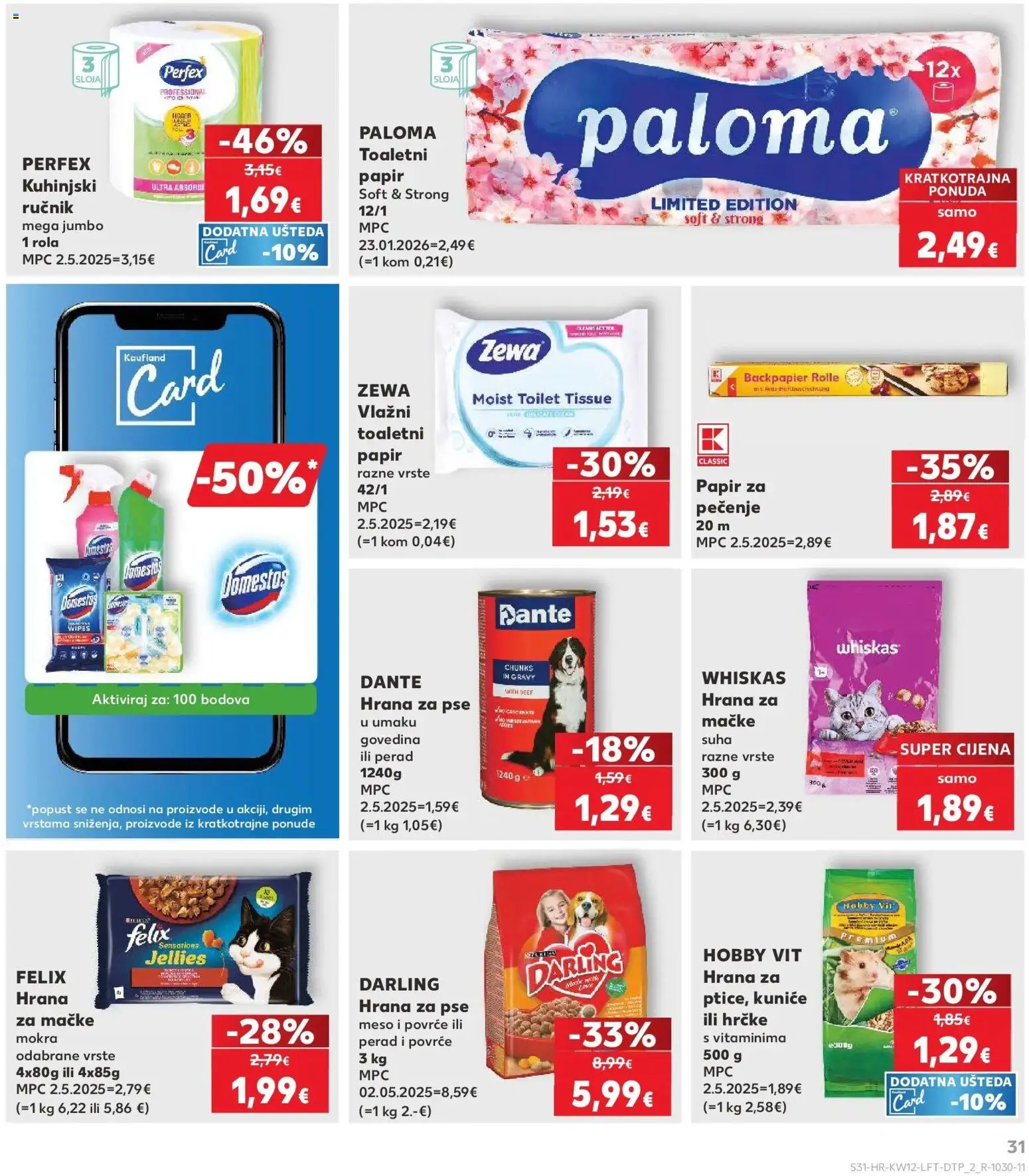 Kaufland katalog | vrijedi od 17.03.2026 | Stranica: 31 | Proizvodi: Toaletni papir, Papir za pečenje, Domestos, Hrana za mačke