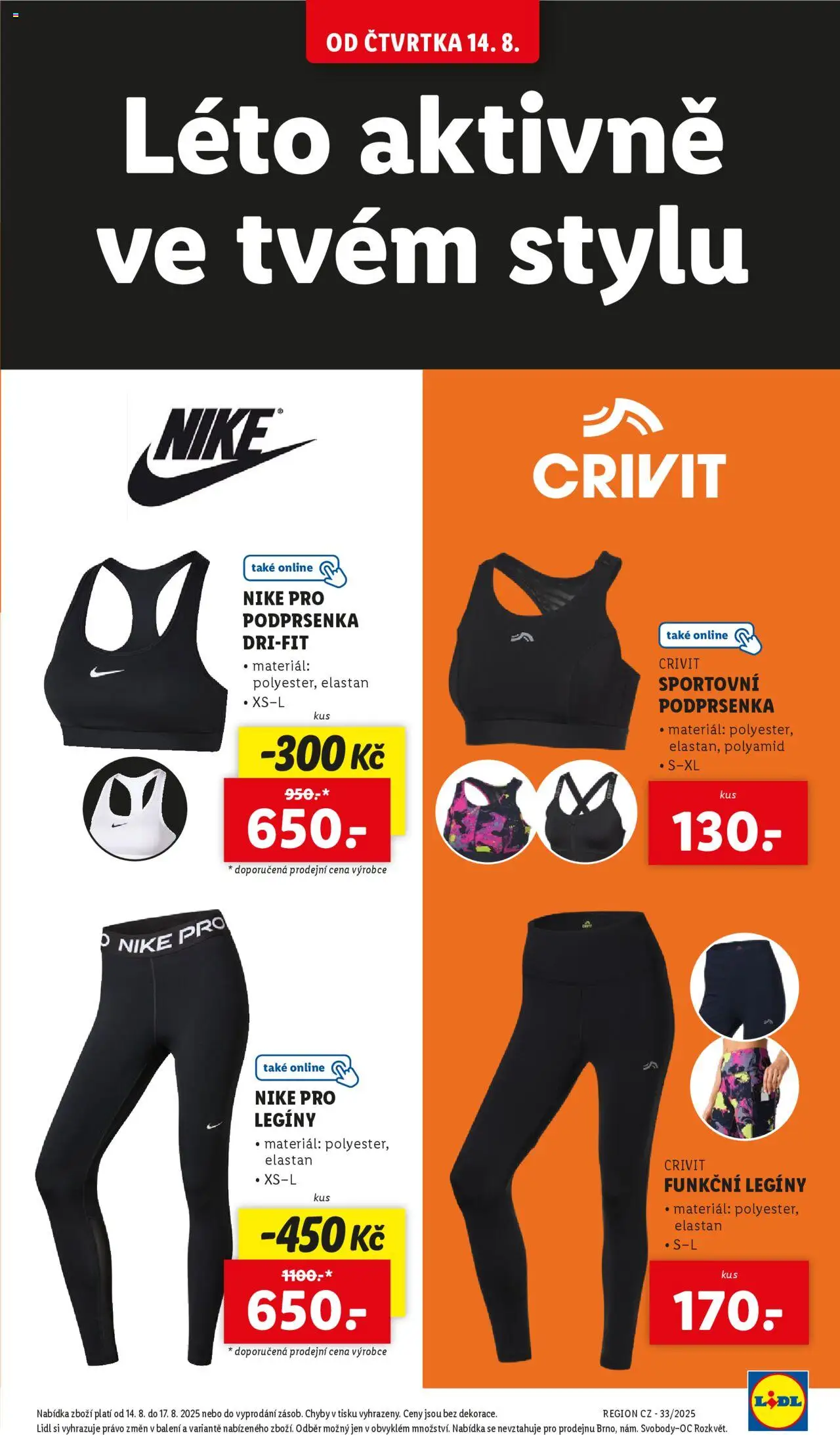 Lidl leták od 14.08.2025 | Strana: 31 | Produkty: Podprsenka, Legíny, Sportovní podprsenka