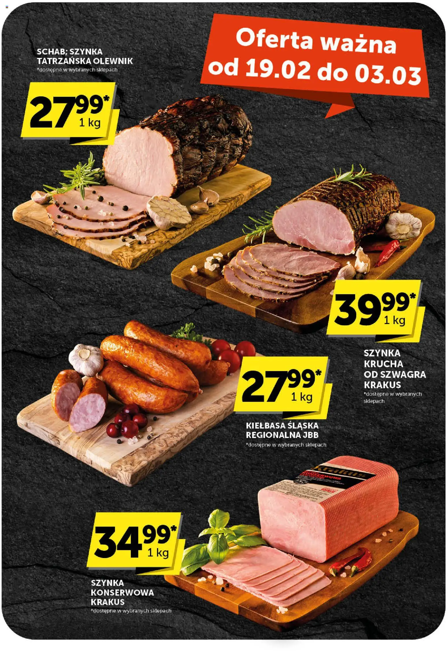 Euro Sklep Gazetka od 19.02.2026 | Strona: 19 | Produkty: Kiełbasa, Szynka, Kiełbasa śląska, Szynka konserwowa krakus