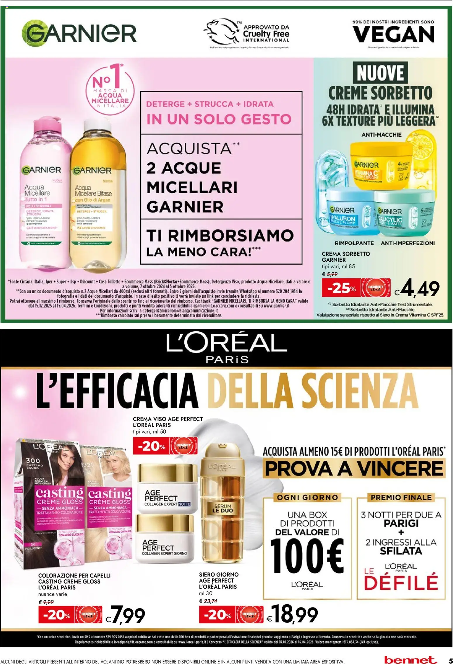 Volantino bennet del 12.02.2026 | Pagina: 5 | Prodotti: Crema, Acqua micellare, Sorbetto, Olio