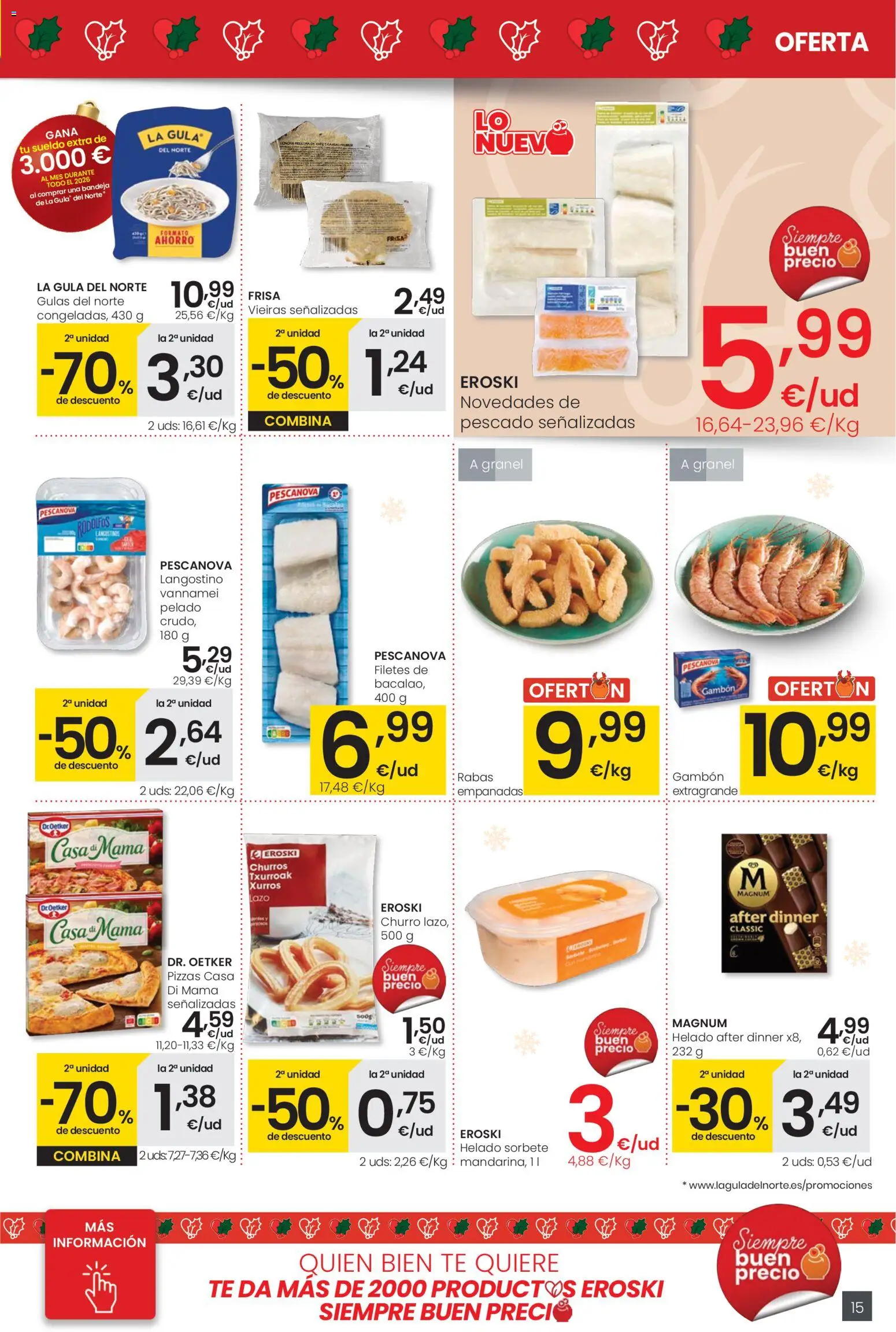Eroski - Navidad │ válido desde el 18.12.2025 | Página: 15 | Productos: Pescado, Té, Helado, Bandeja