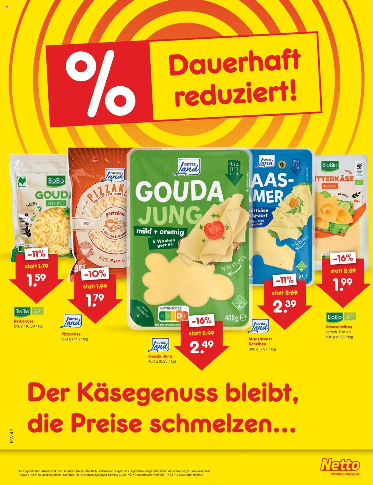 Netto Marken-Discount Prospekt 	 – gültig ab 20.10.2025 | Seite: 4 | Produkte: Gouda, Reibekase