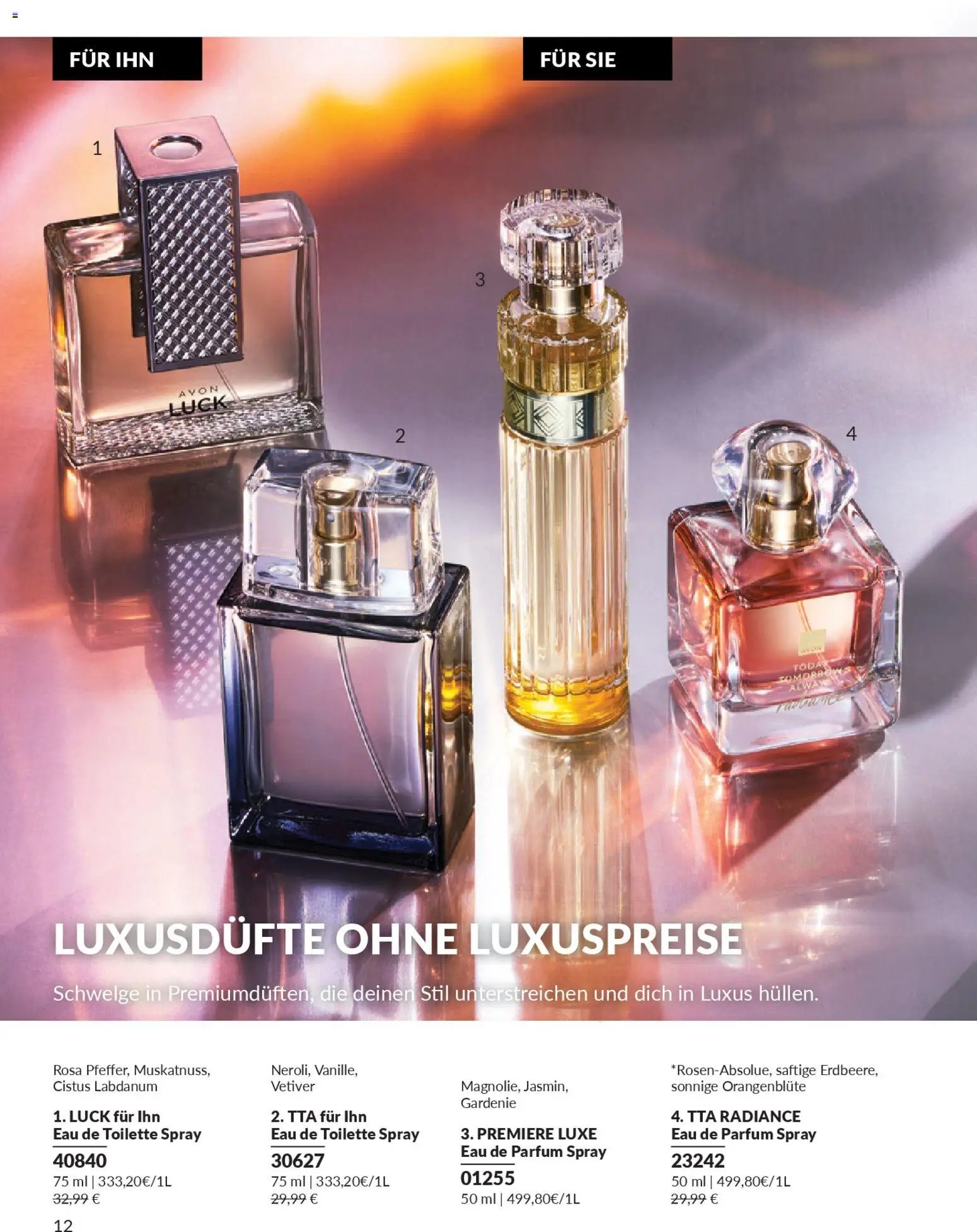 AVON Katalog Januar 2026 – gültig ab 01.01.2026 | Seite: 14 | Produkte: Toilette, Parfüm, Eau de Toilette, Eau de Parfum