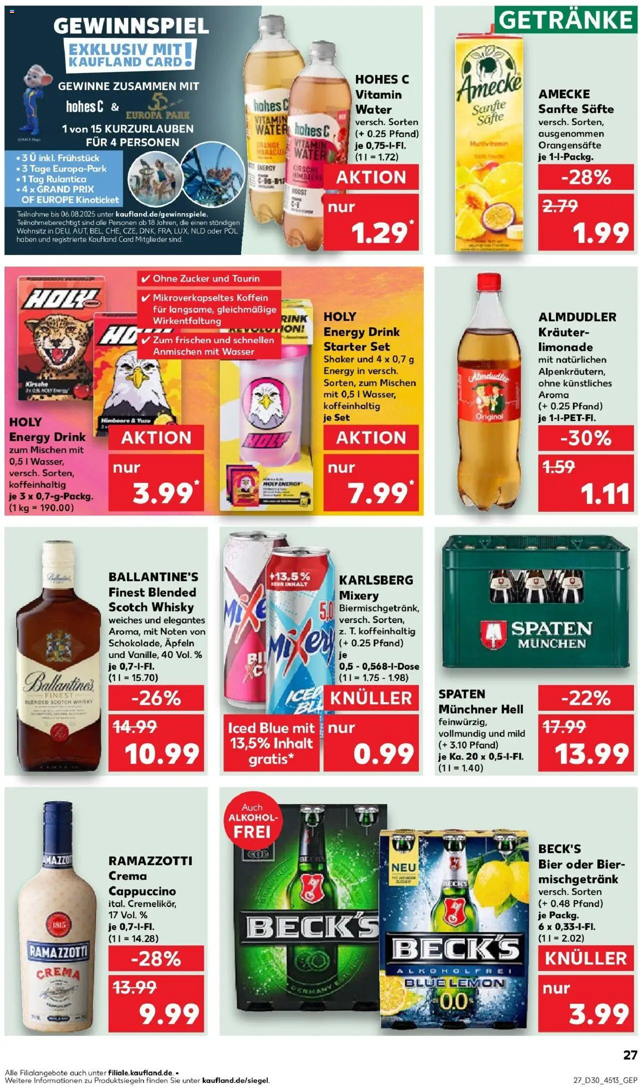 Kaufland prospekt Crailsheim	 - gültig ab dem 24.07.2025 | Seite: 27 | Produkte: Energy, Ramazzotti crema, Zucker, Hohes c