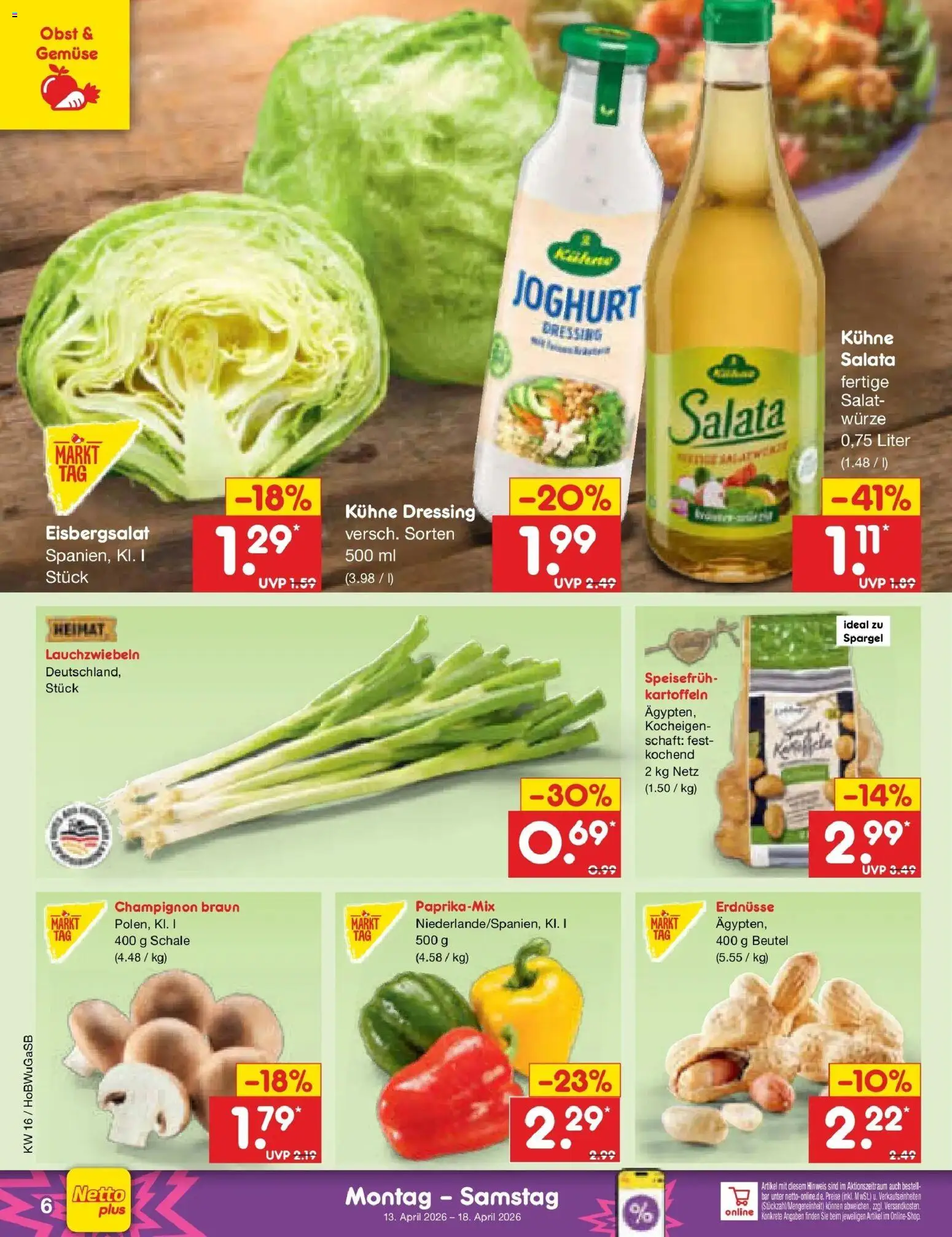 Netto Marken-Discount Prospekt Hannover	 – gültig ab 13.04.2026 | Seite: 8 | Produkte: Joghurt, Kartoffeln, Gemüse, Obst