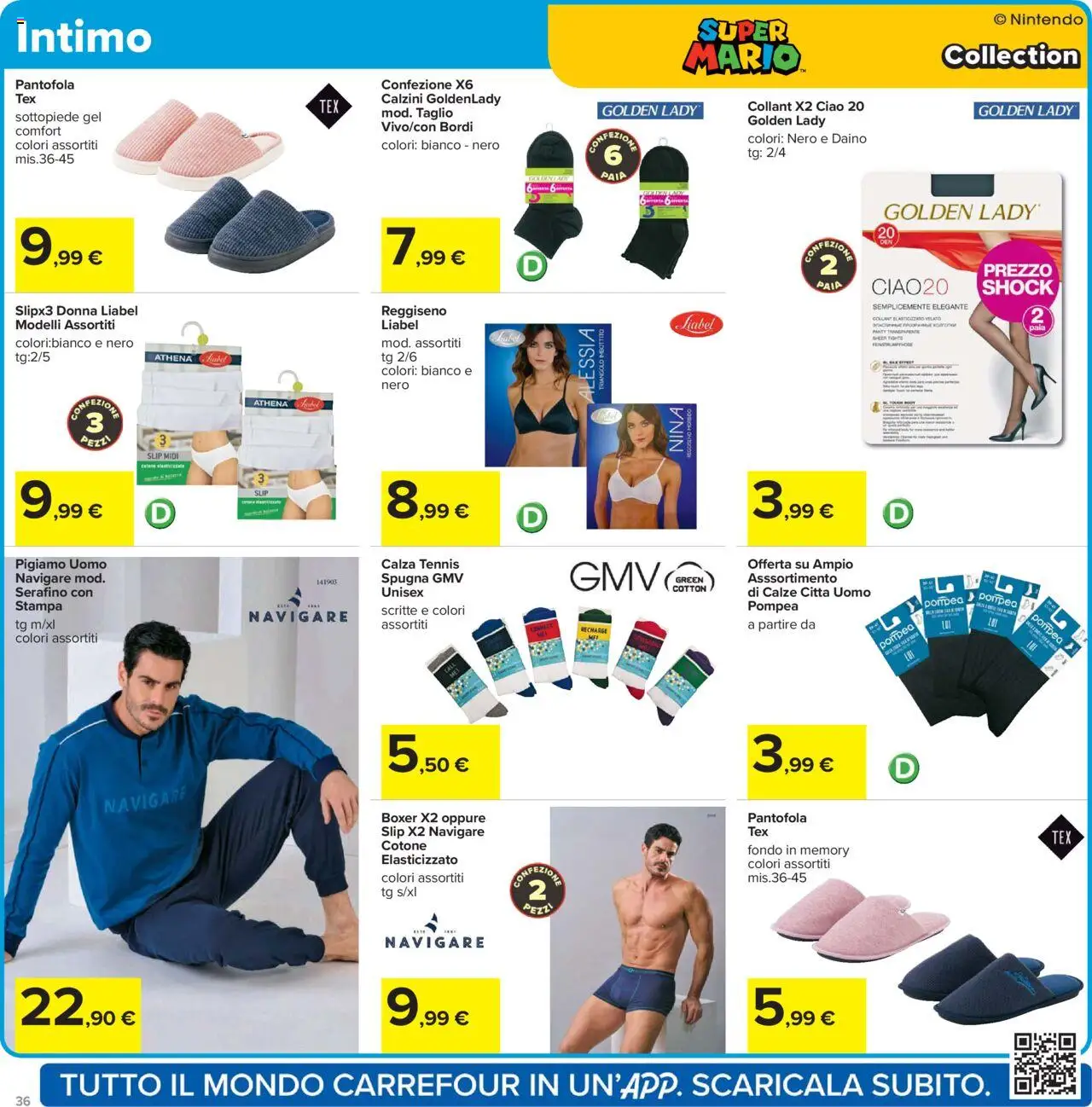 Volantino Carrefour del 10.10.2025 | Pagina: 36 | Prodotti: Spugna, Calzini, Boxer, Collant