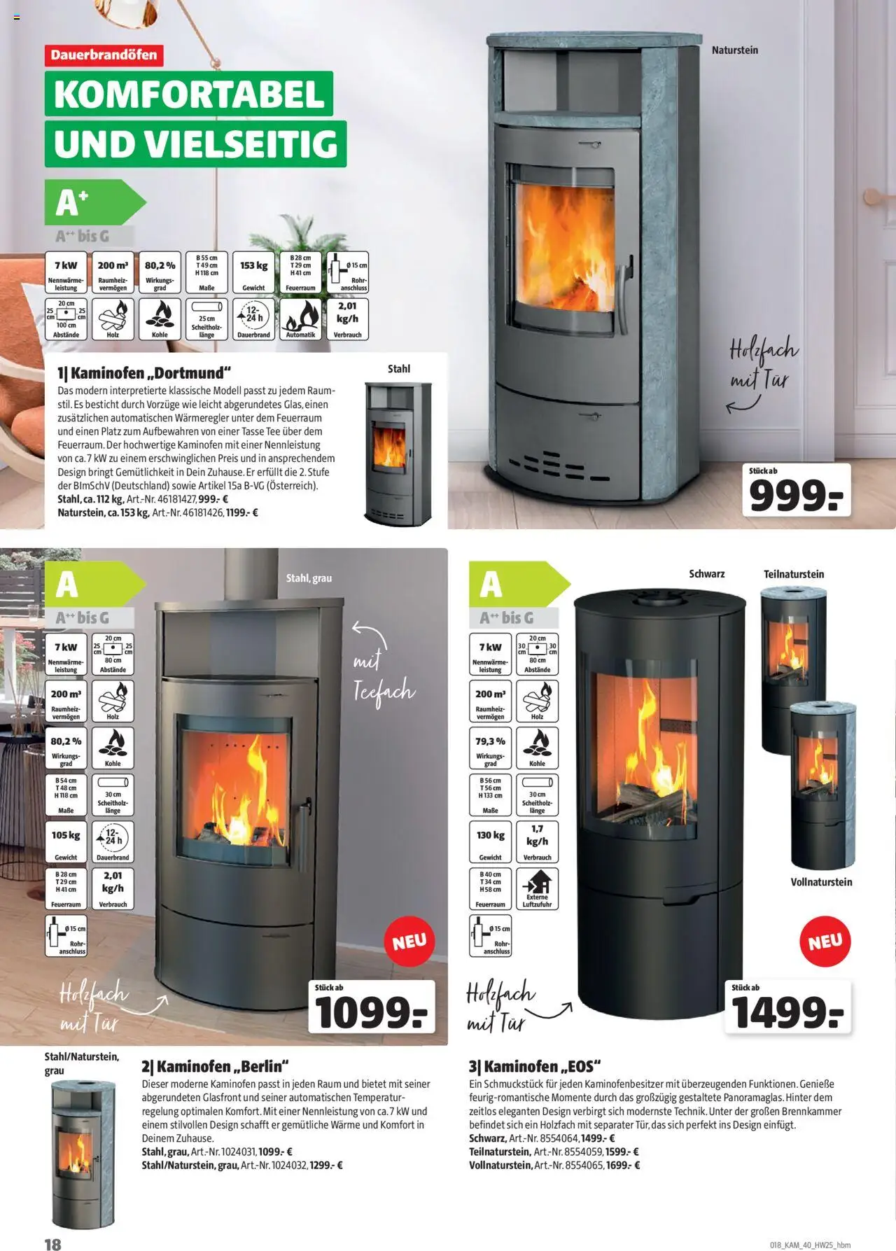 Hagebau Kaminöfen - gültig ab dem 07.07.2025 | Seite: 18 | Produkte: Gewicht, Tür, Kaminofen, Tee