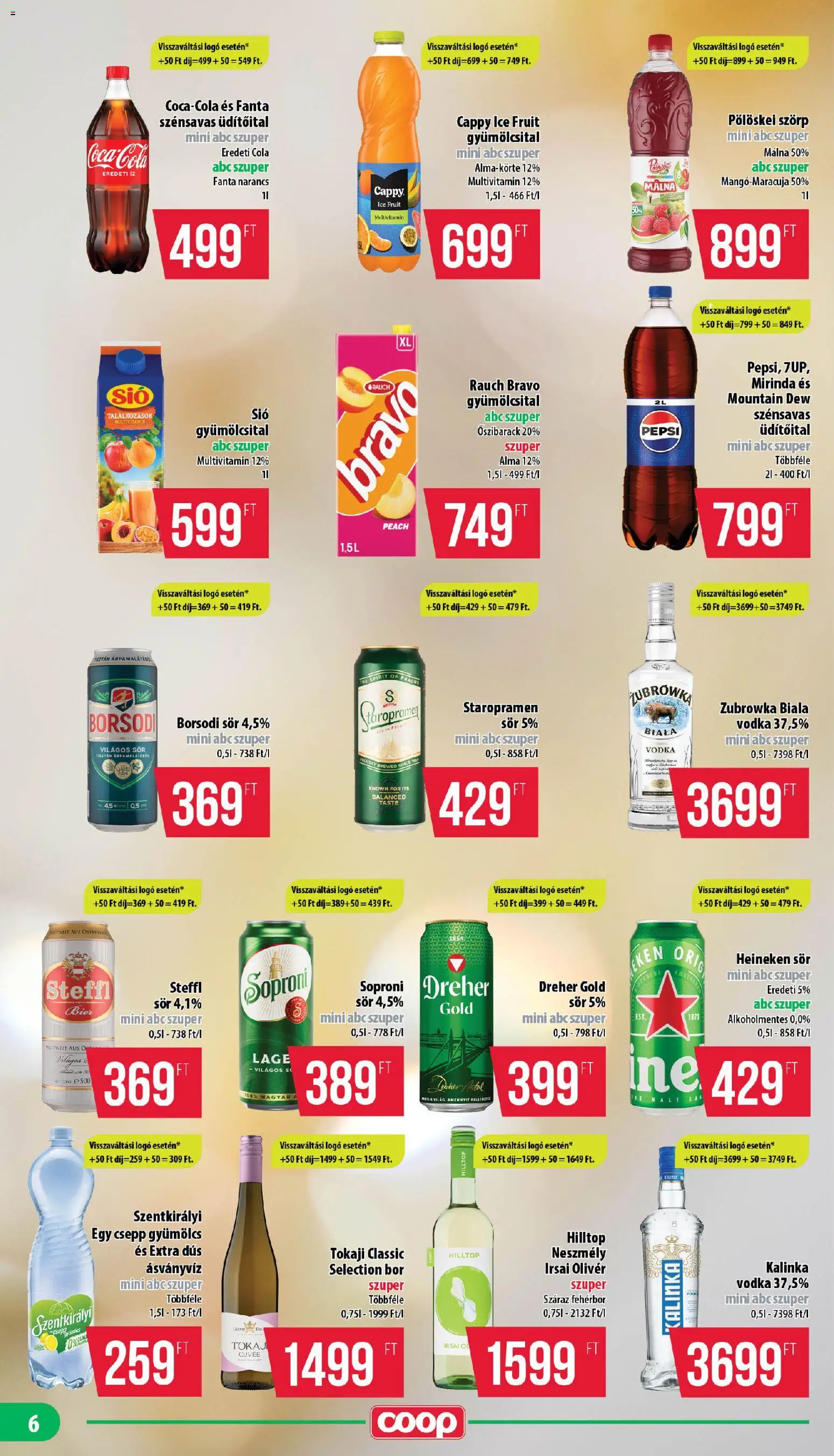 COOP akciós ujság - amely érvényes a következő dátumtól: 16.04.2026 | Oldal: 6 | Termékek: Gyümölcsital, Gyümölcs, Tök, Fehérbor