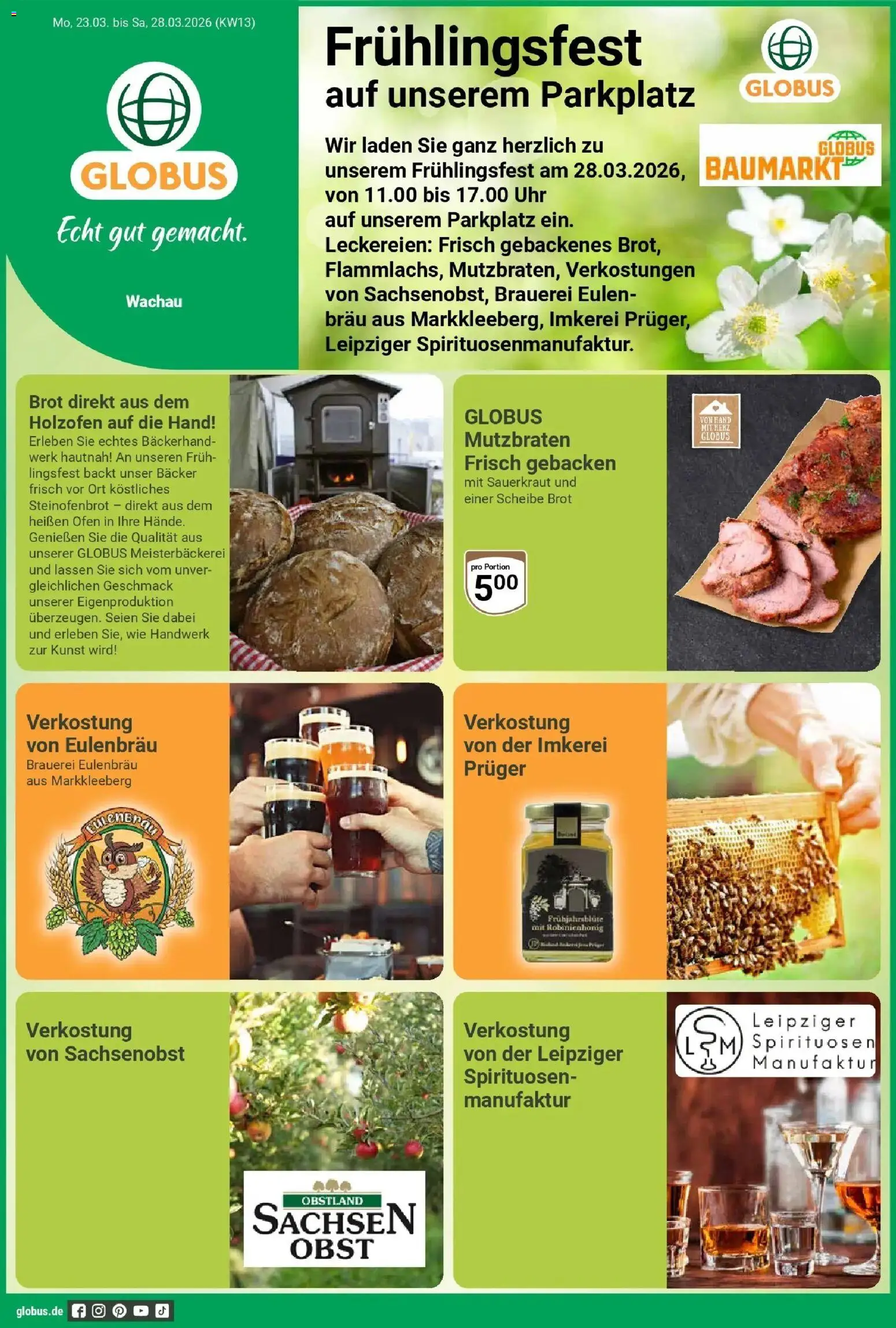 Globus prospekt Markkleeberg	 – gültig ab 23.03.2026 | Seite: 1 | Produkte: Ofen, Obst, Brot, Uhr