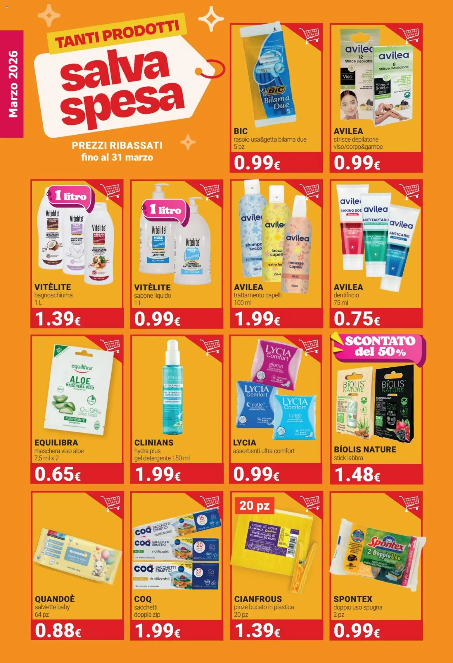 Volantino Tigotà del 01.03.2026 | Pagina: 8 | Prodotti: Rasoio, Dentifricio, Detergente, Menta