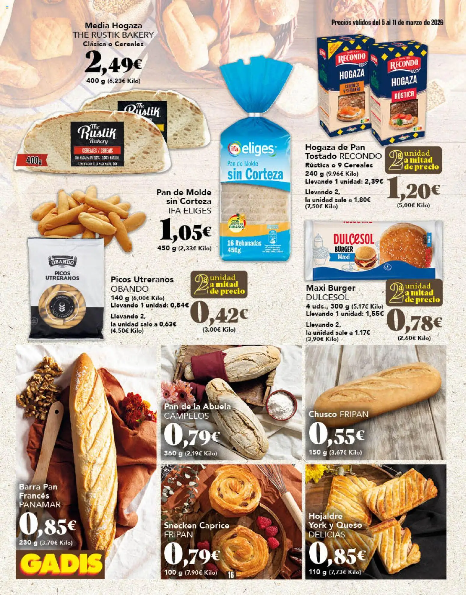 Gadis folleto │ válido desde el 05.03.2026 | Página: 16 | Productos: Queso, Pan, Cereales, Pan de molde