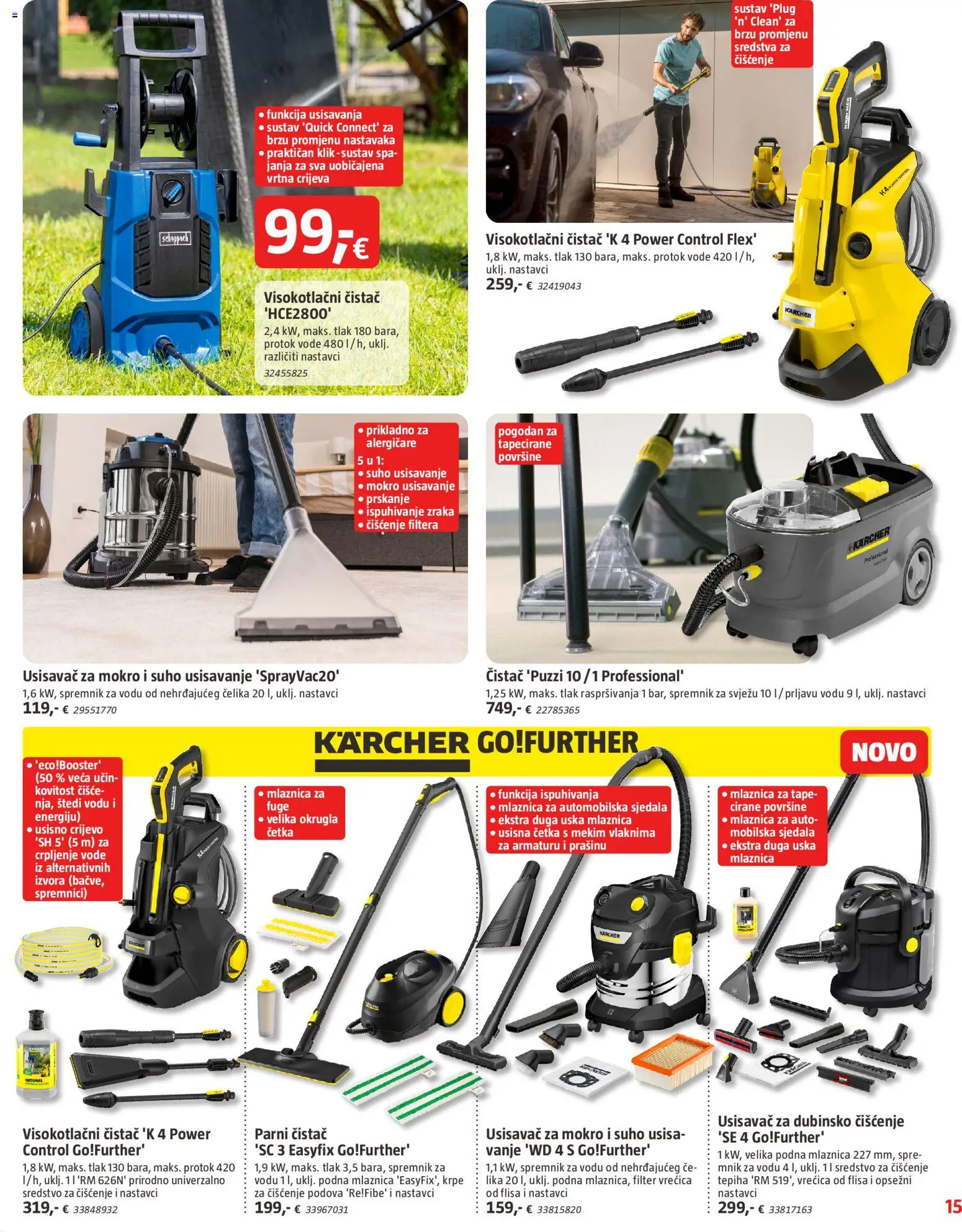 Bauhaus katalog | vrijedi od 15.04.2026 | Stranica: 15 | Proizvodi: Usisavač, Četka, Parni čistač, Visokotlačni čistač