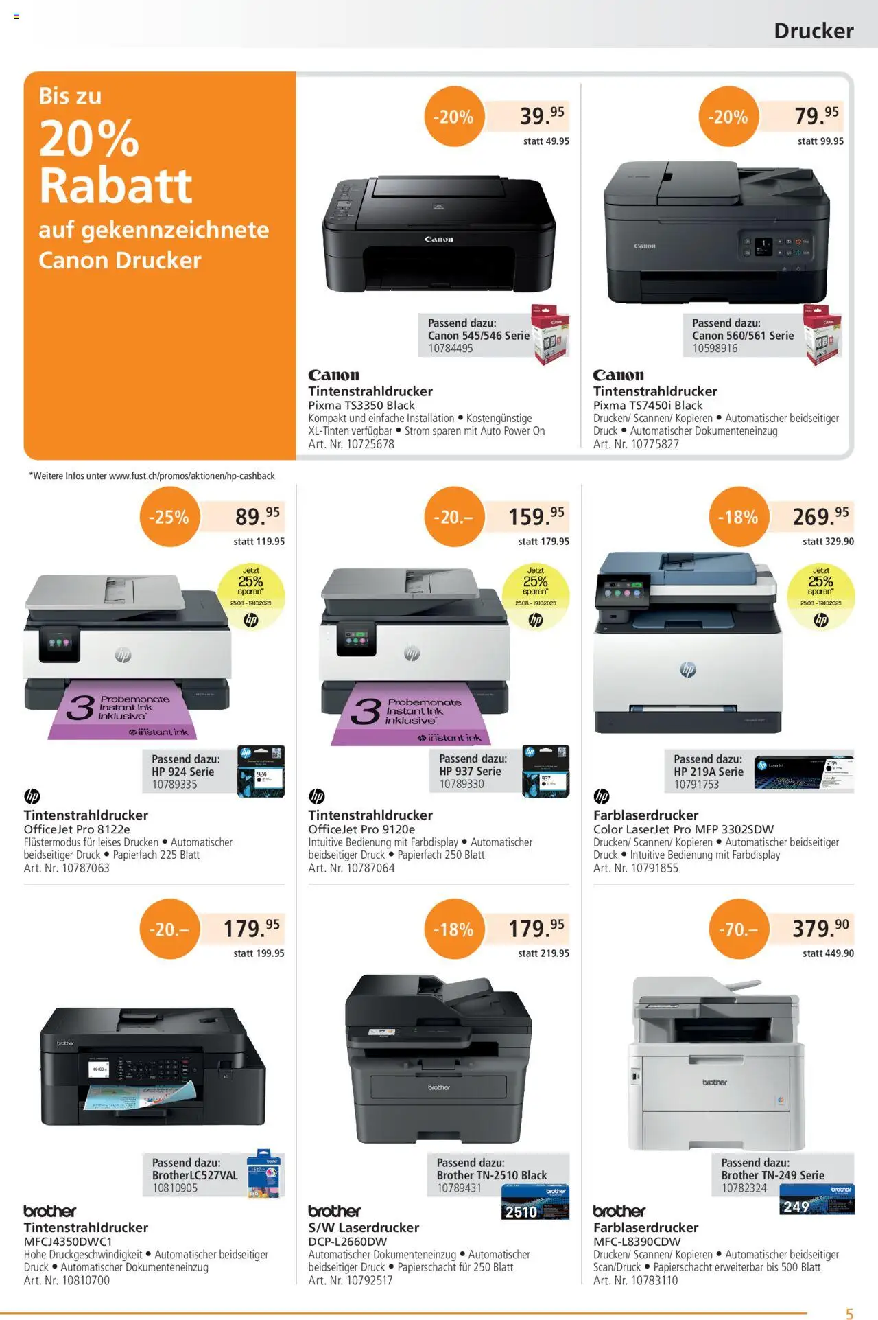 Fust Aktionen ab 25.08.2025 | Seite: 5 | Produkte: Laserdrucker, Tintenstrahldrucker, Drucker, HP